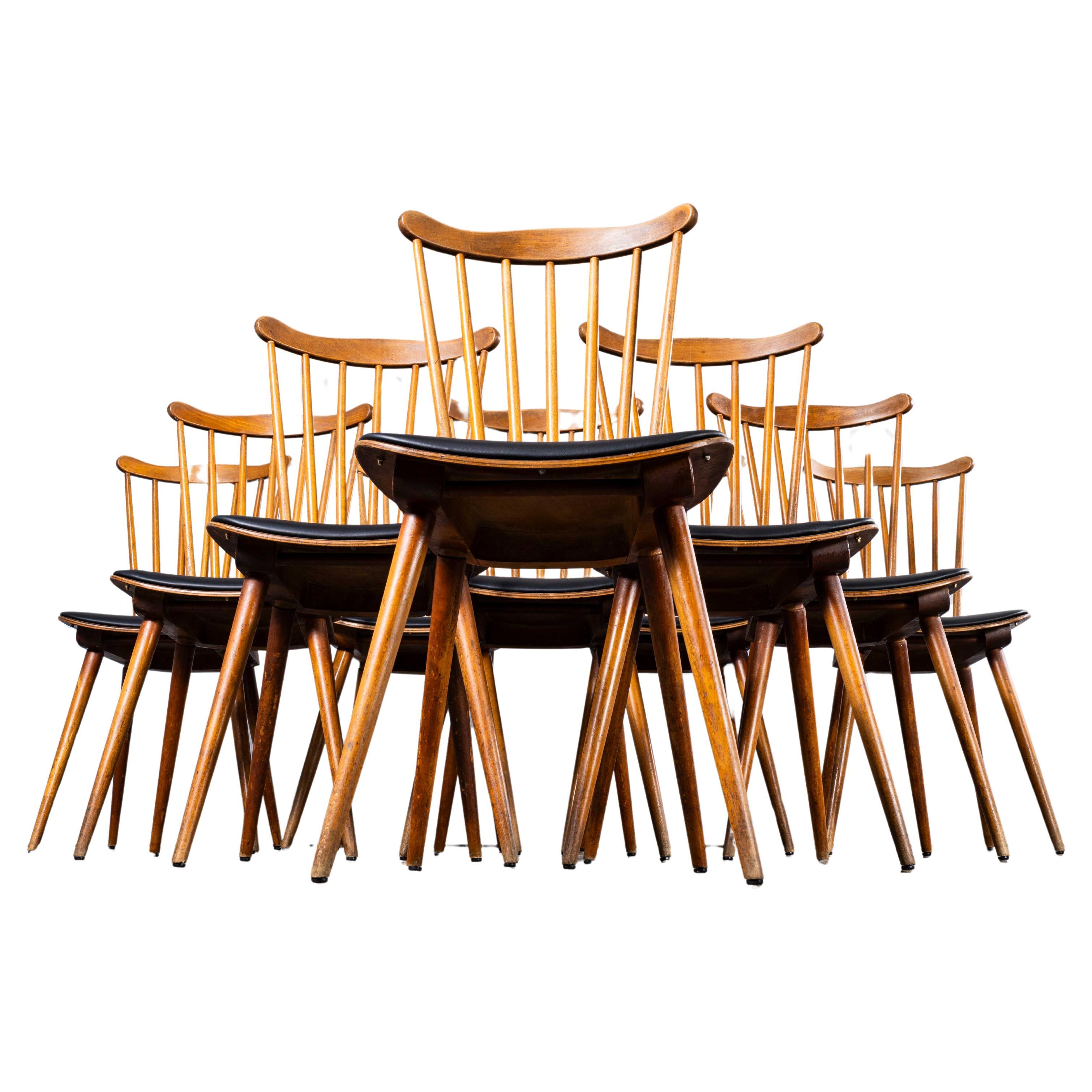 1950
s French Baumann Menuet Black Upholstered Dining Chair - Set Of Ten