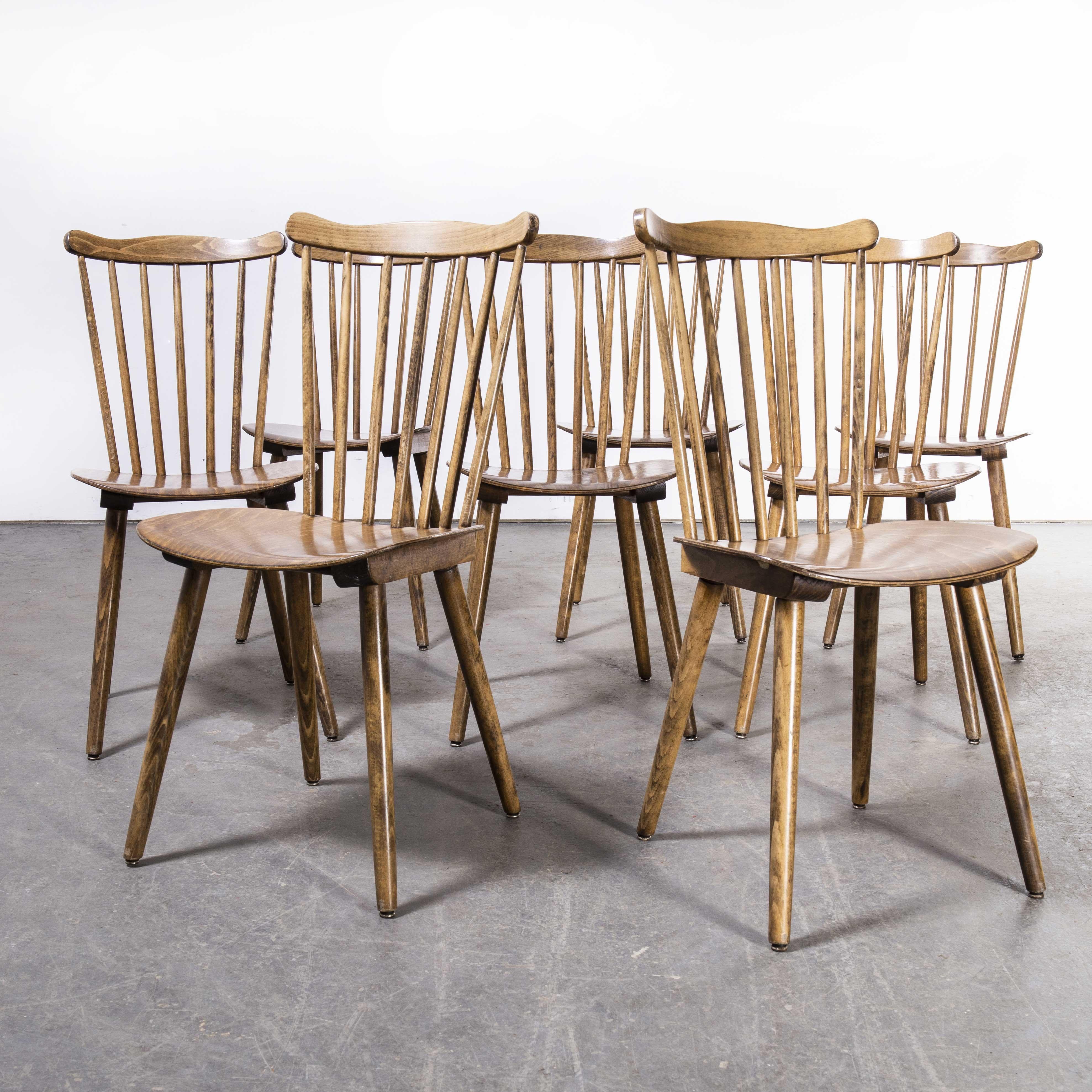 1950's French Baumann Menuet Dining Chair, Set of Eight In Good Condition For Sale In Hook, Hampshire