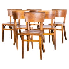 oak bentwood chairs 1950s French Baumann Mid Oak Bentwood Dining Chairs, Set of Six