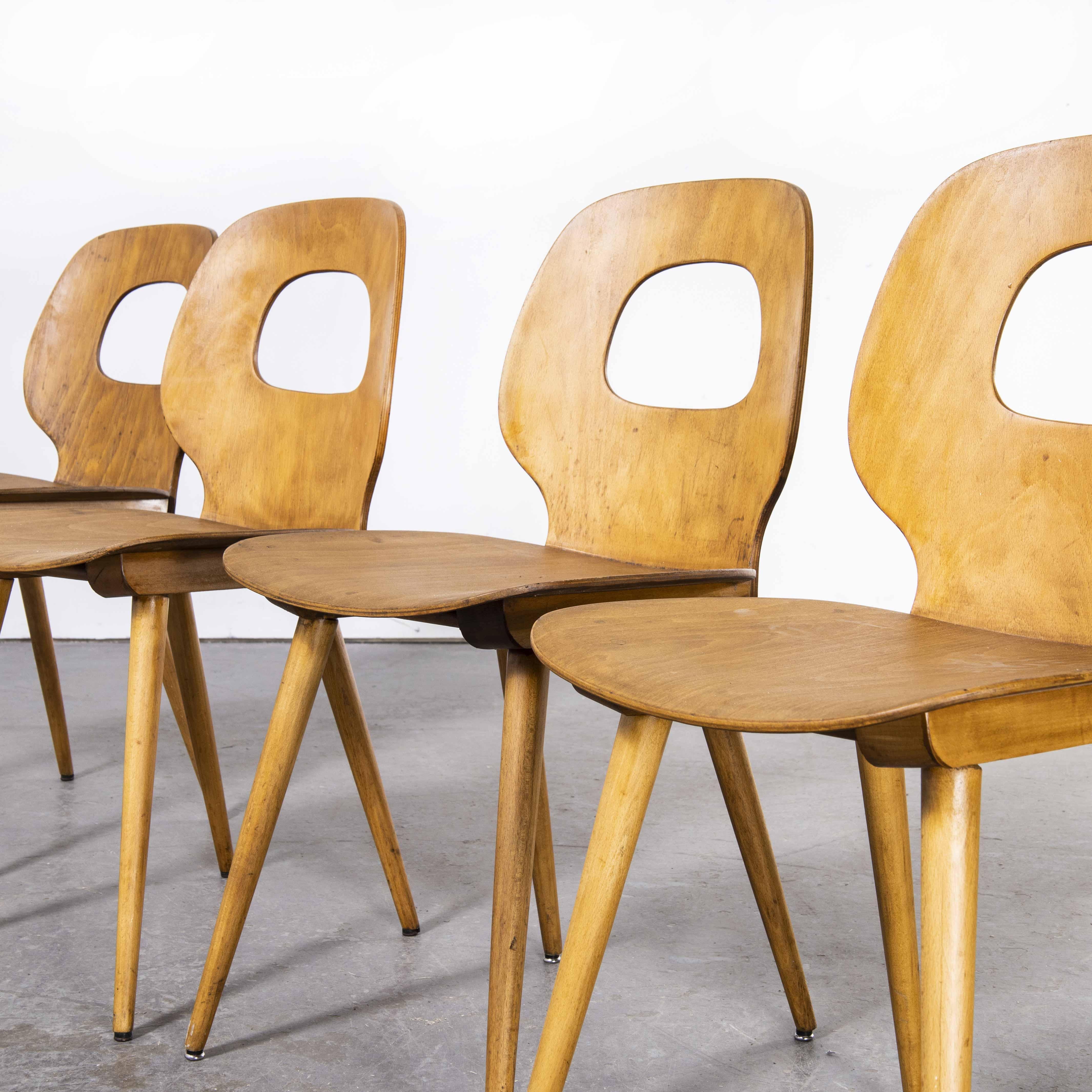 1950's French Baumann Oeil Dining Chair, Set of Four For Sale 4