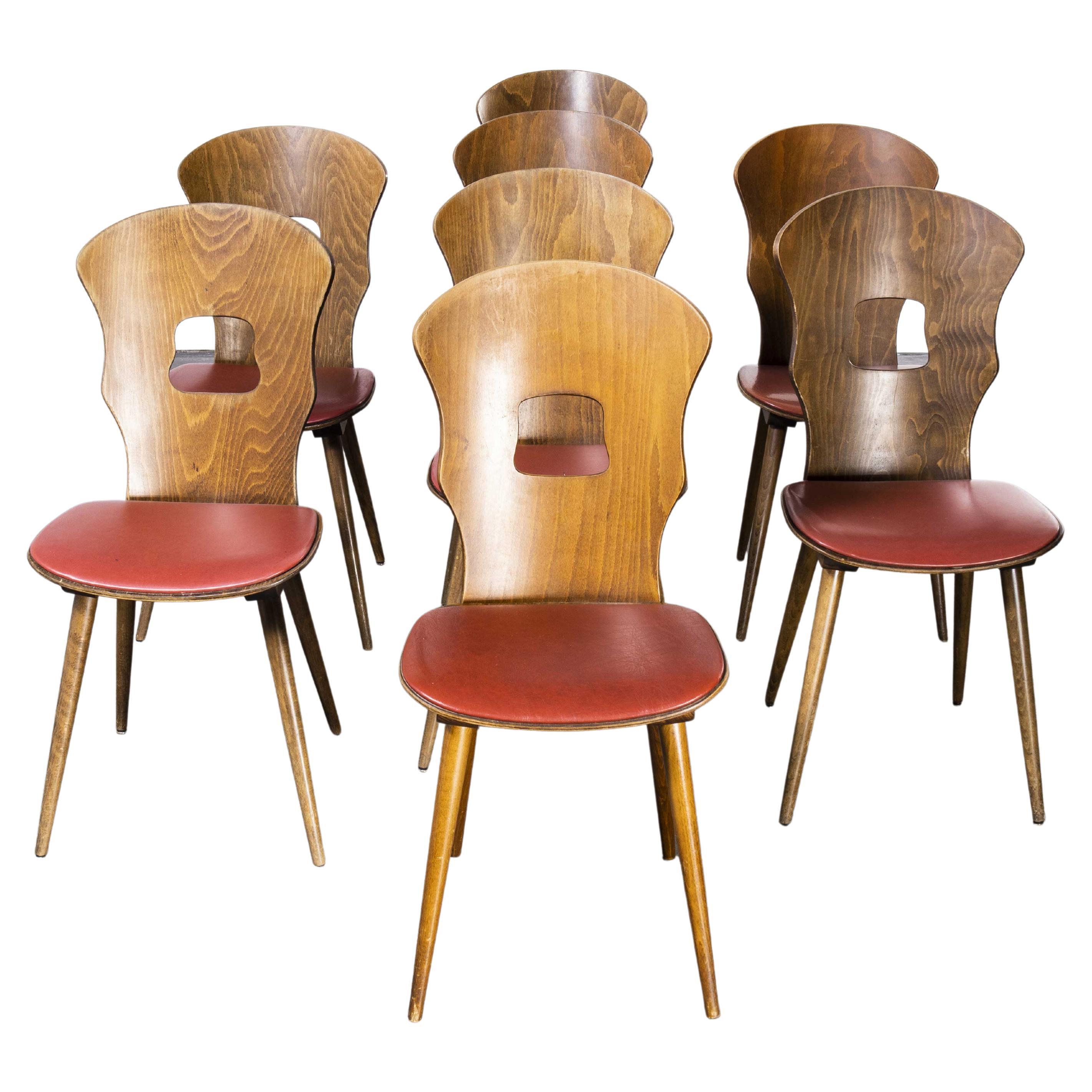 1950's French Baumann Upholstered Seat  Gentiane  Dining Chair, Set of Eight