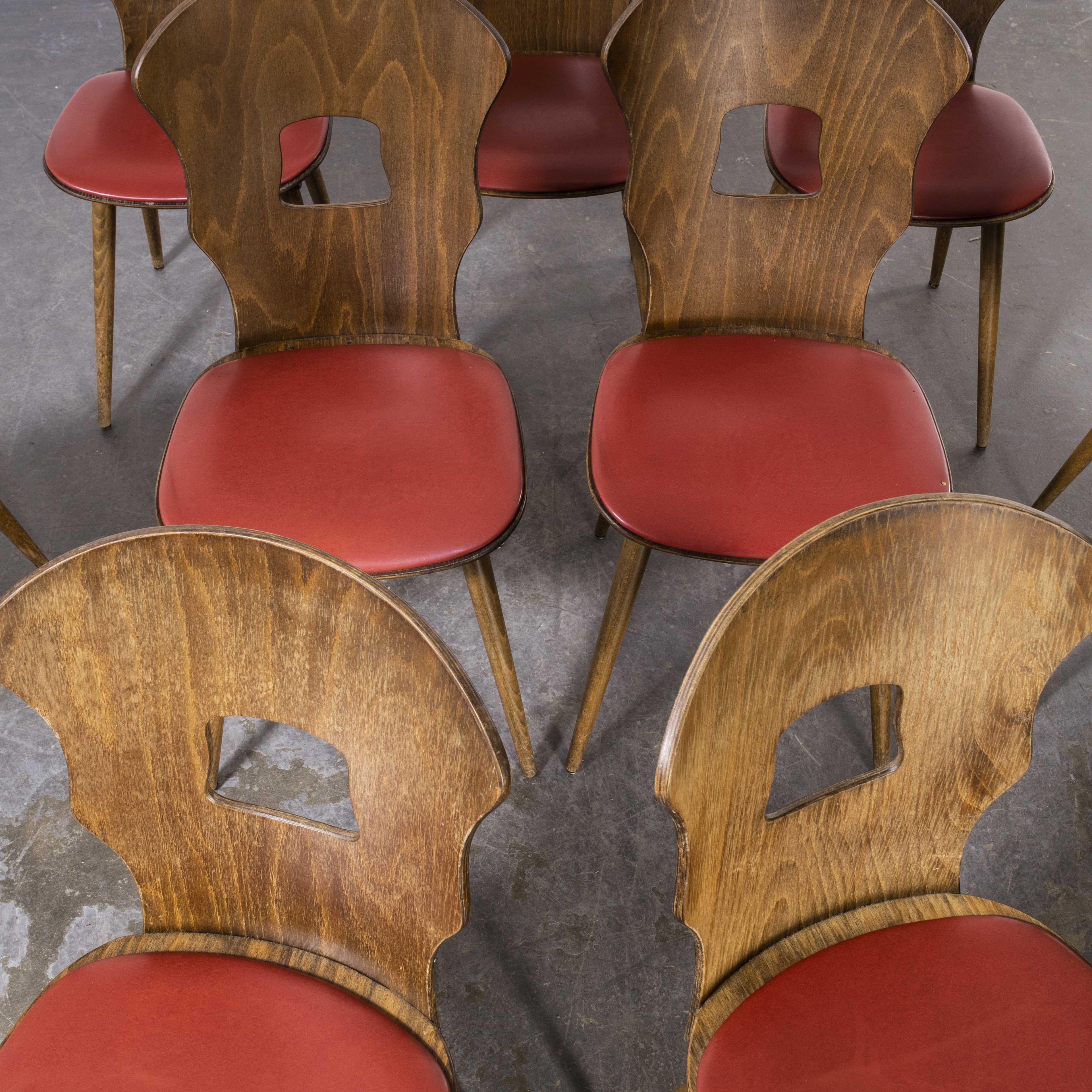 1950's French Baumann Upholstered Seat Gentiane  Dining Chair, Set of Six For Sale 5