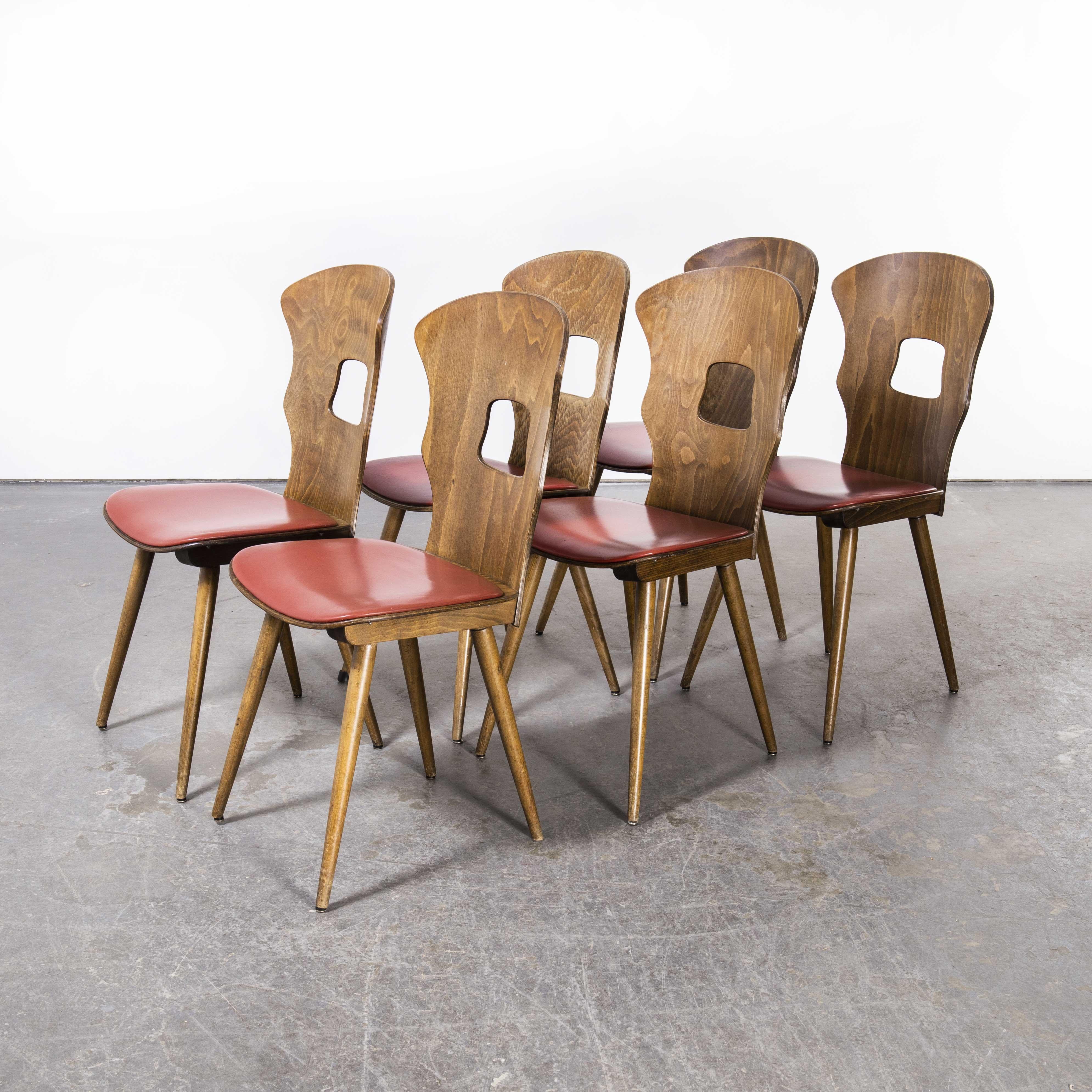 1950's French Baumann Upholstered Seat Gentiane  Dining Chair, Set of Six 2