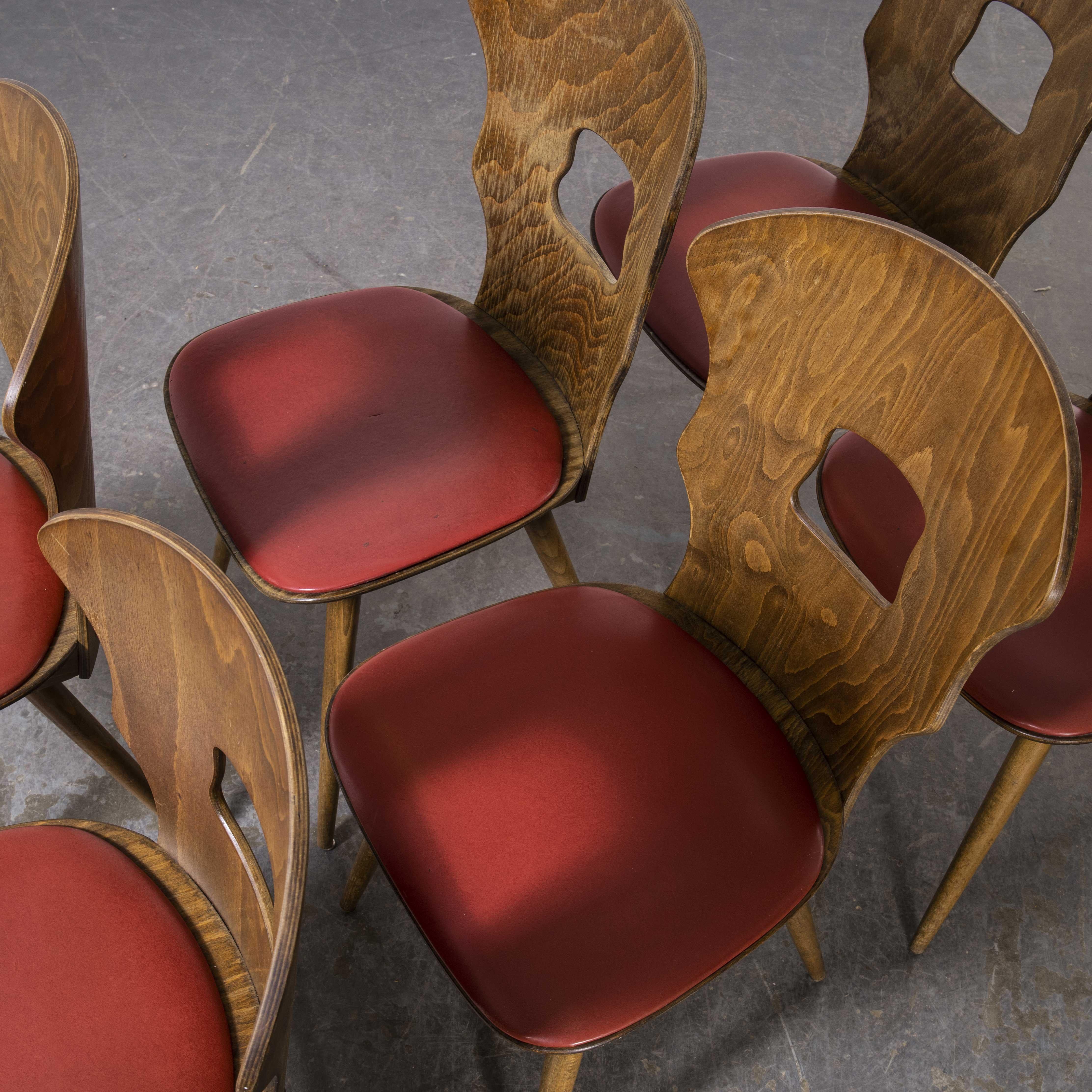 1950's French Baumann Upholstered Seat Gentiane  Dining Chair, Set of Six 4