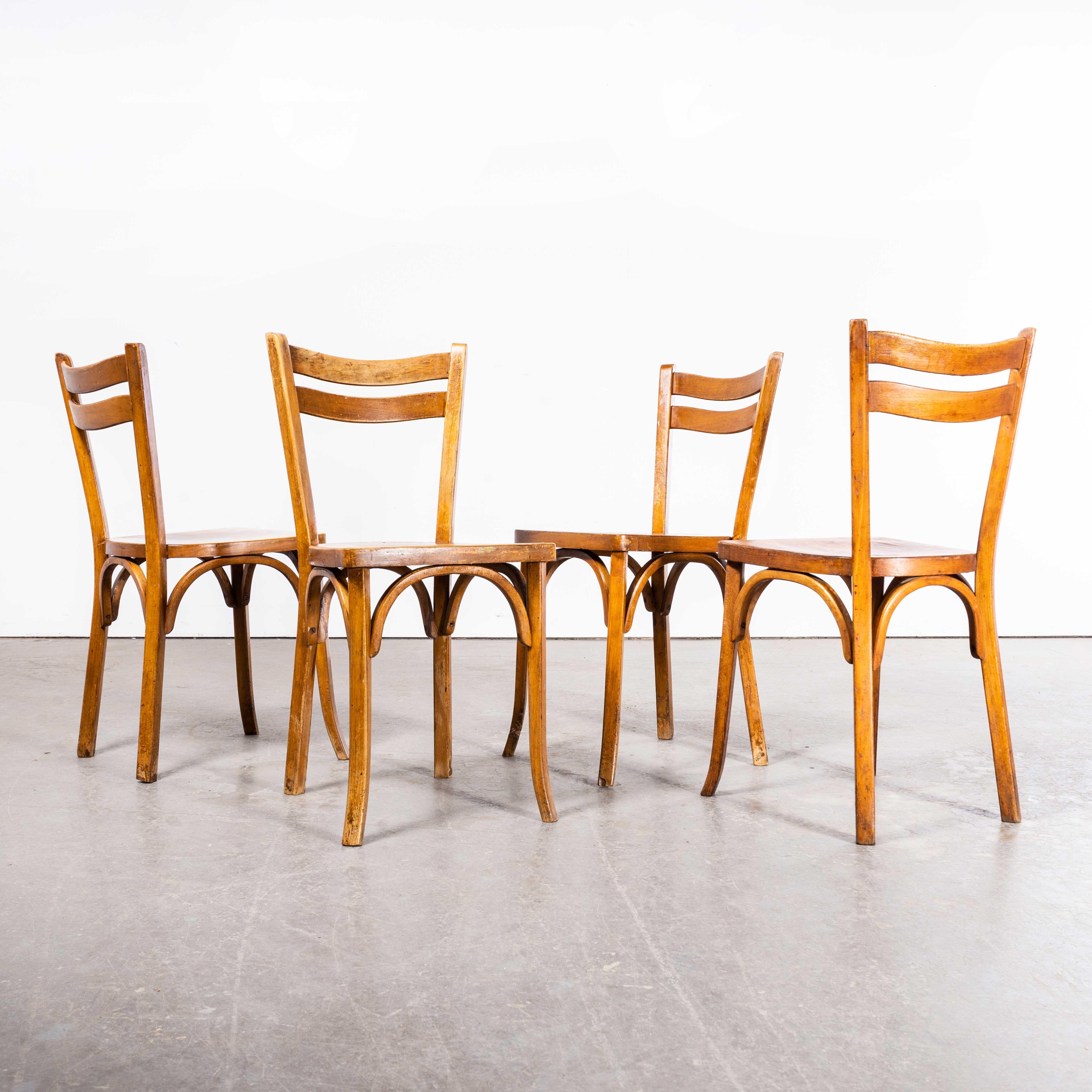 1950's French Baumann Wavy Back  Bentwood Dining Chairs - Set Of Four For Sale 5