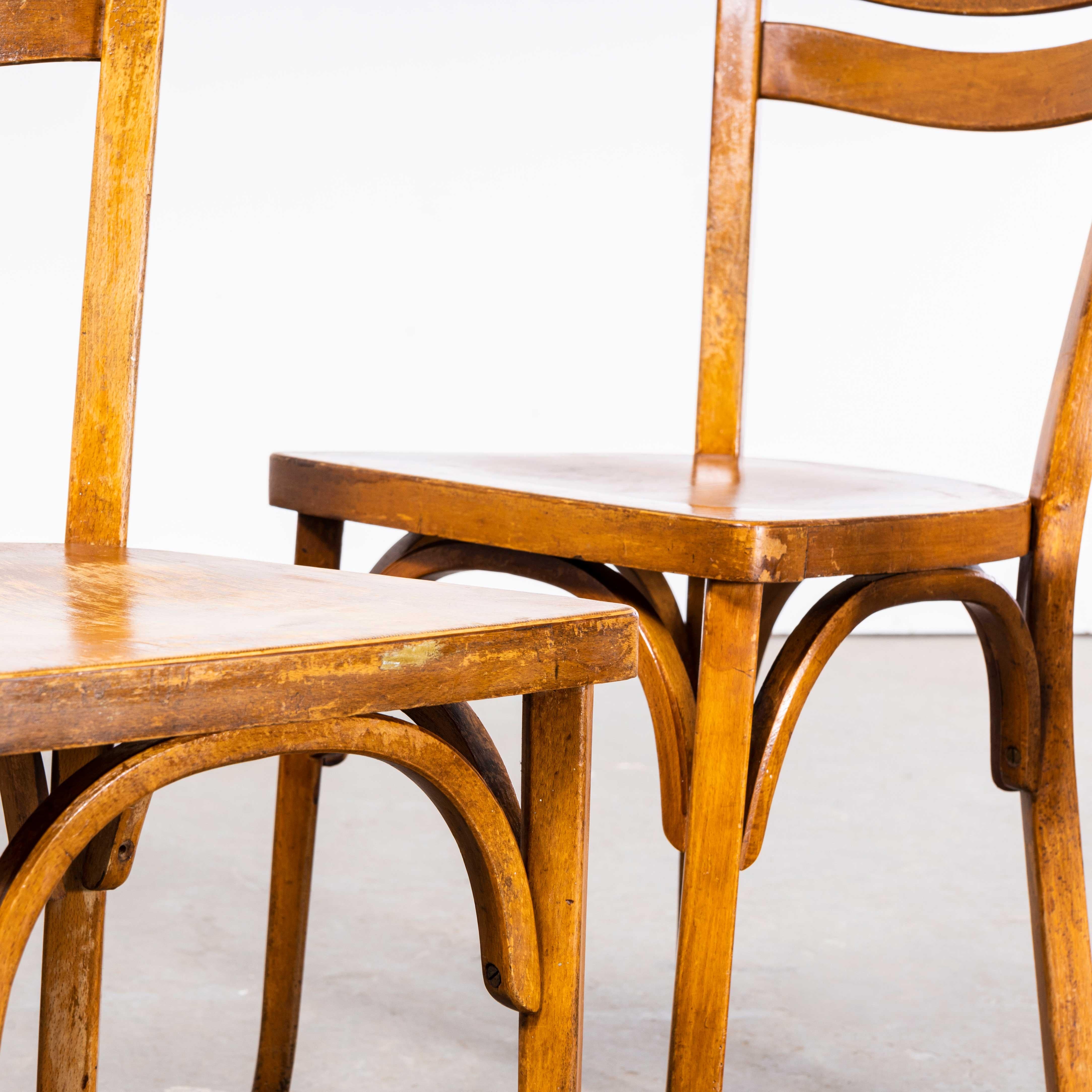 Mid-20th Century 1950's French Baumann Wavy Back  Bentwood Dining Chairs - Set Of Four For Sale
