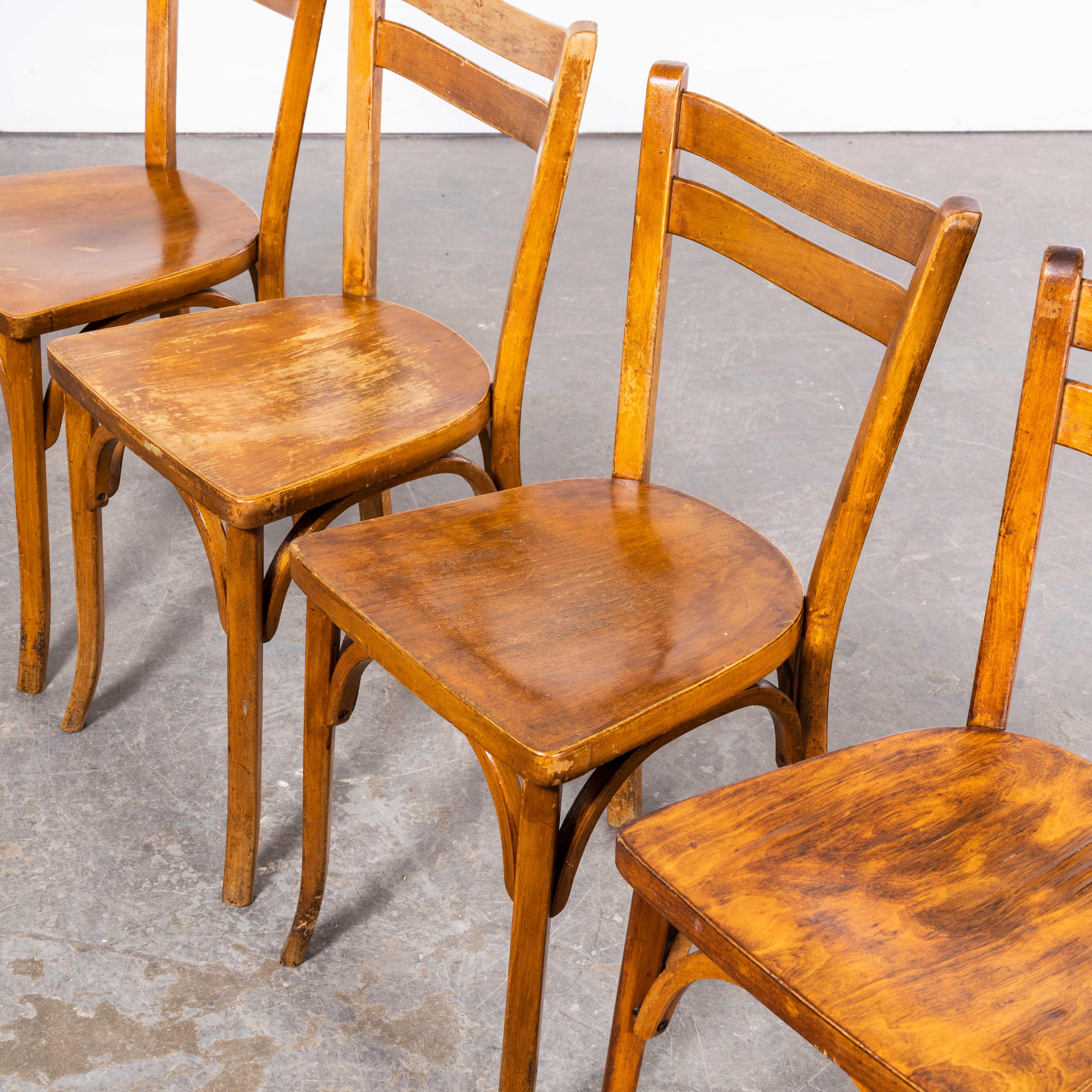 1950's French Baumann Wavy Back  Bentwood Dining Chairs - Set Of Four For Sale 3