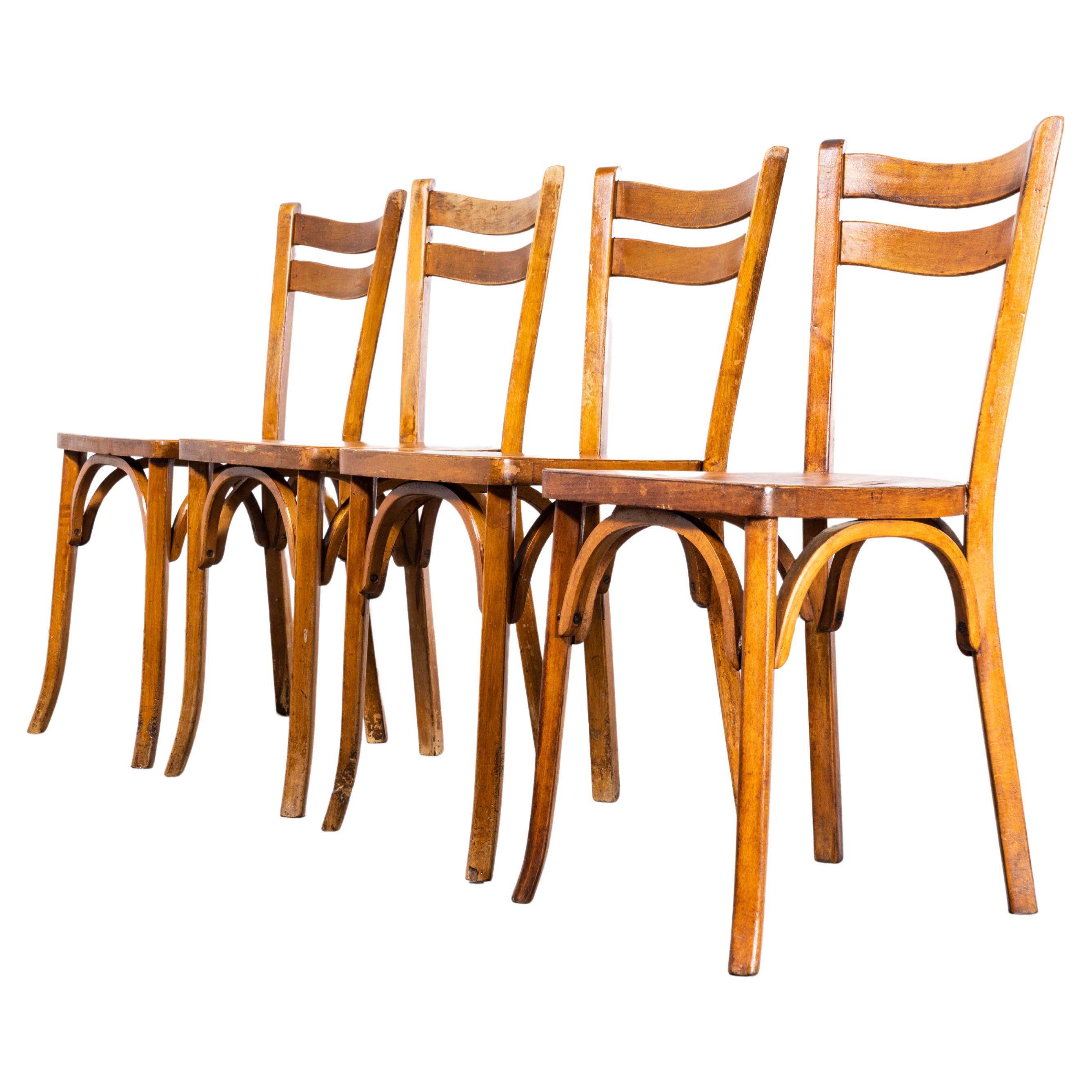 1950's French Baumann Wavy Back  Bentwood Dining Chairs - Set Of Four For Sale