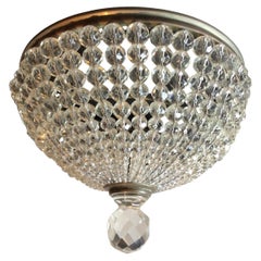 1950s French Beaded Shade 
Flush Mount Fixture
 Steel Fittings