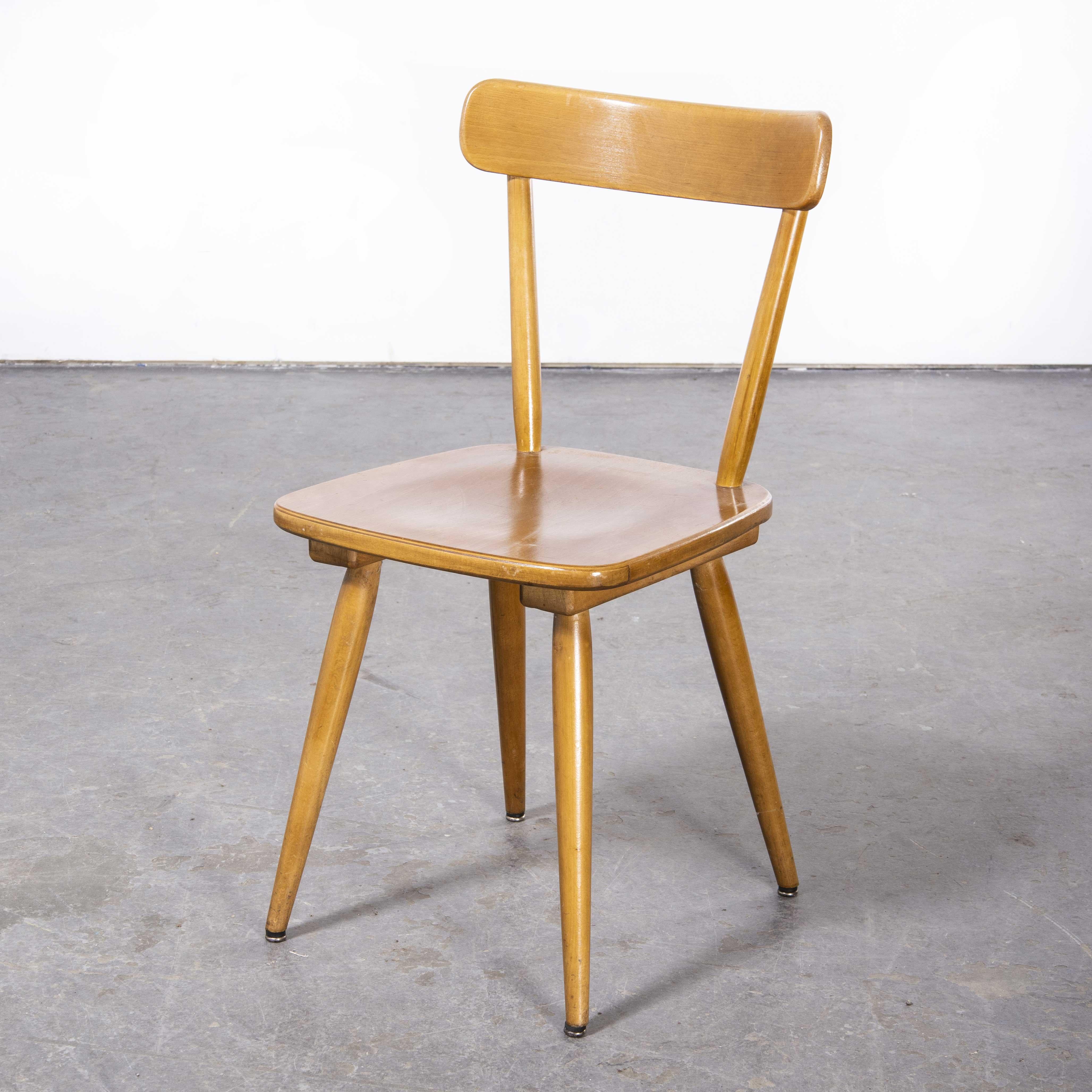1950's French Beech Simple Back Dining Chairs, Set of Eight For Sale 1