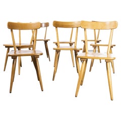 1950's French Beech Simple Back Dining Chairs, Set of Eight