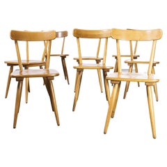 Chaises de salle à manger françaises à dossier simple en hêtre des années 1950, lot de huit