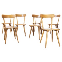 Retro 1950's French Beech Simple Back Dining Chairs, Set of Seven