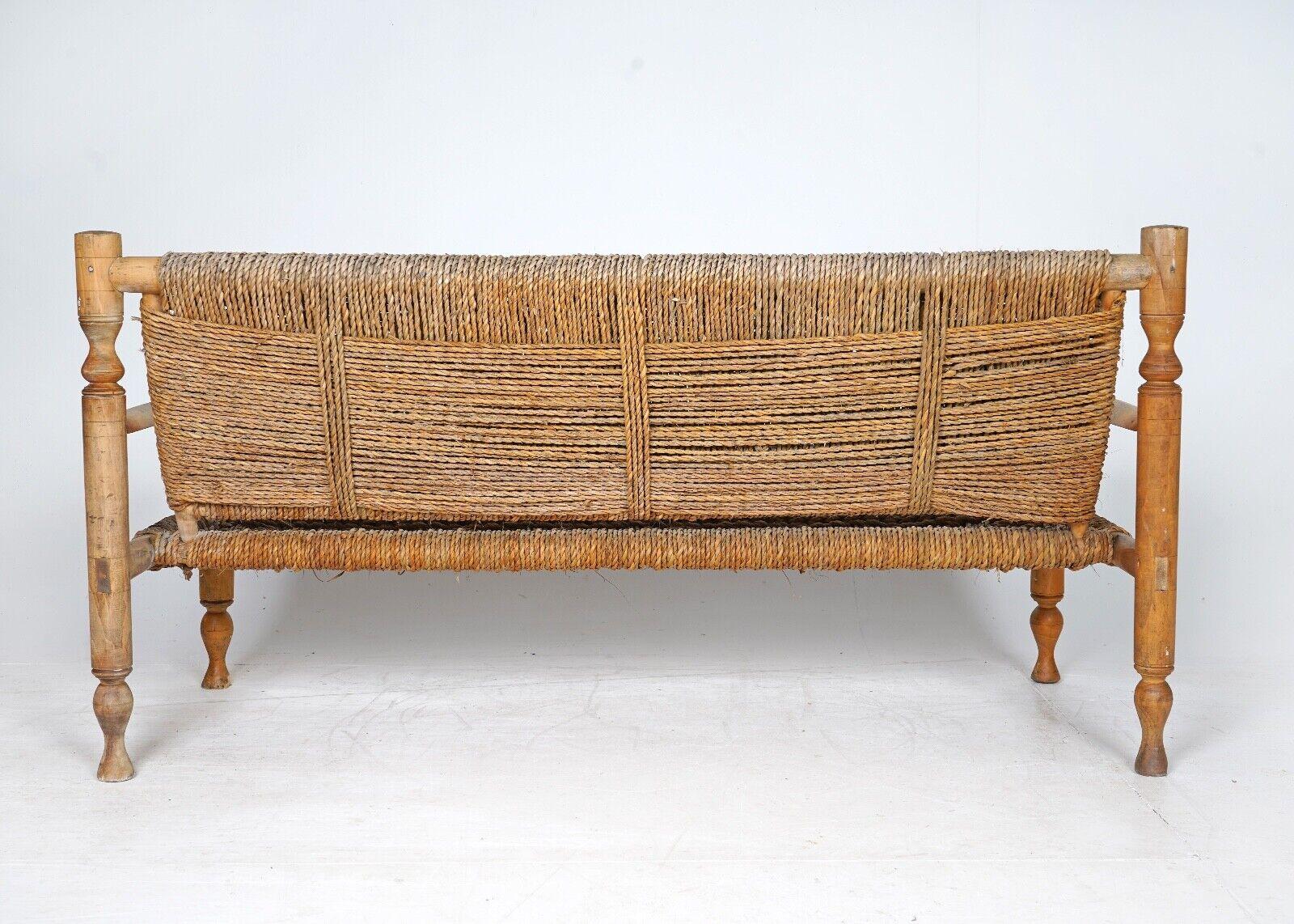 1950's French Bench by Adrien Audoux and Frida Minnet - Hemp Rope Seat  10