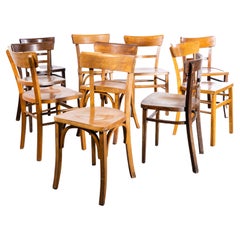 1950s French Bentwood Dining Chairs, Harlequin Set of Ten