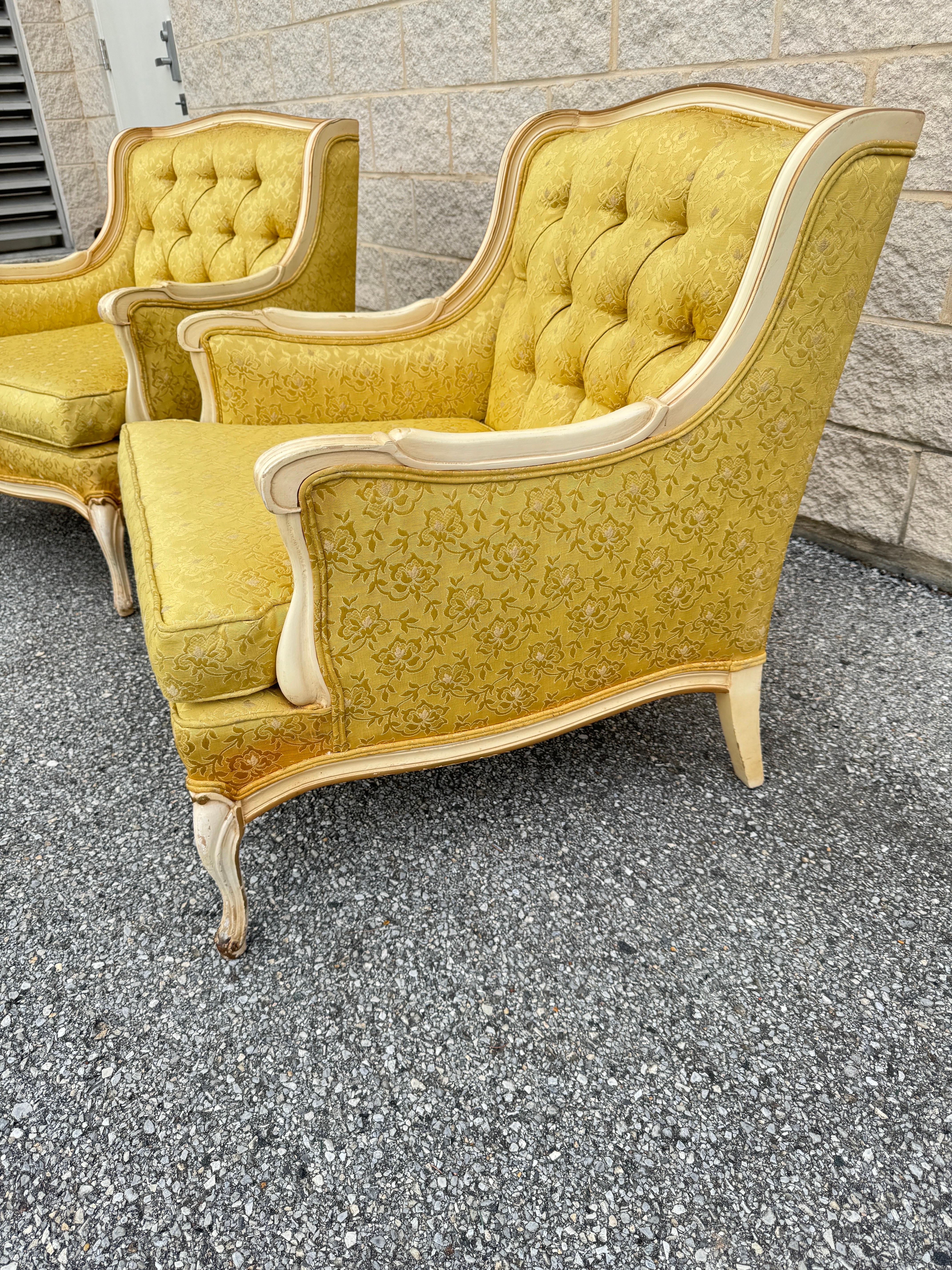 1950s French Bergere Wing Armchairs - a Pair 2