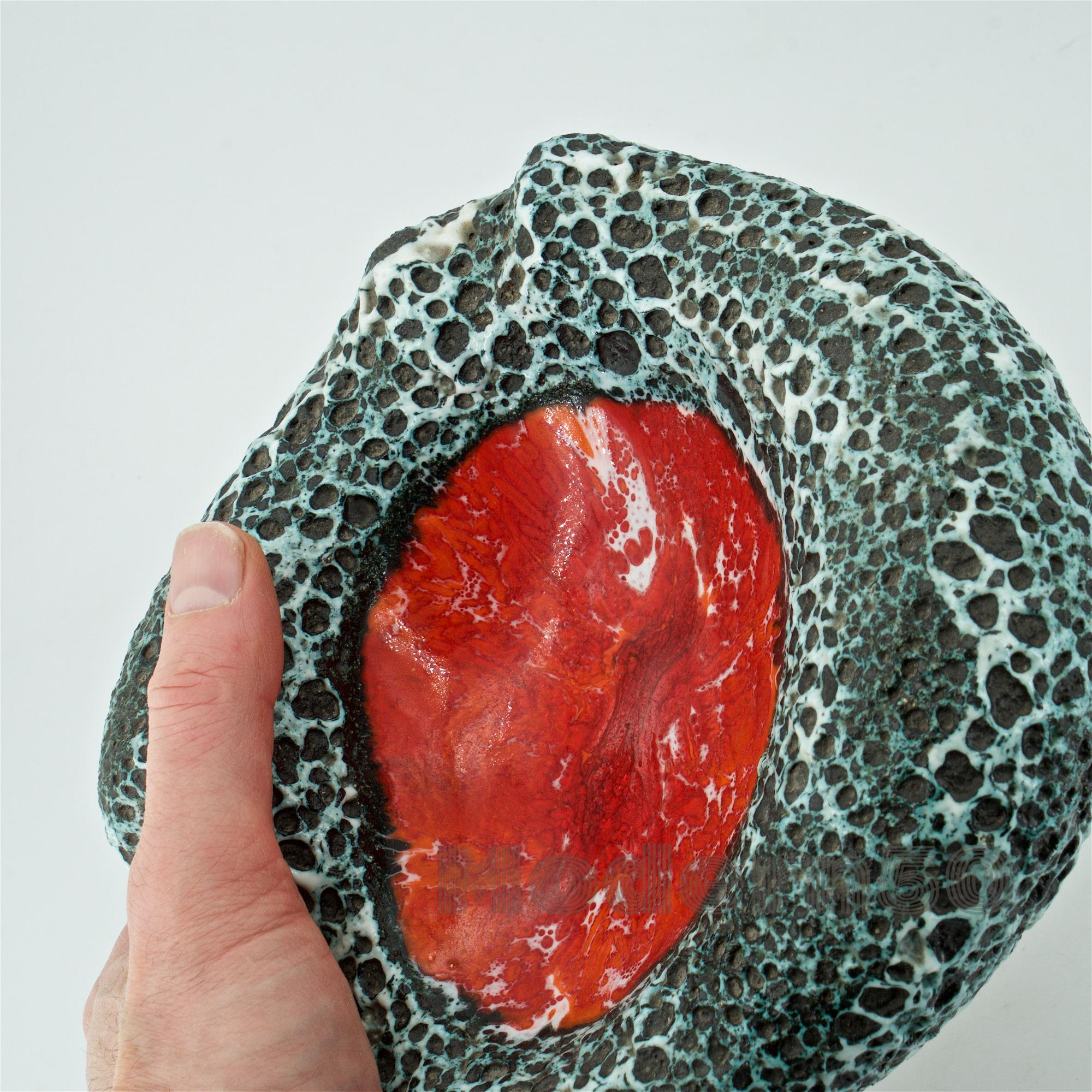 Ceramic 1950s French Biomorphic Volcanic Stoneware Bowl Ashtray Vallarius Picasso Jouve For Sale