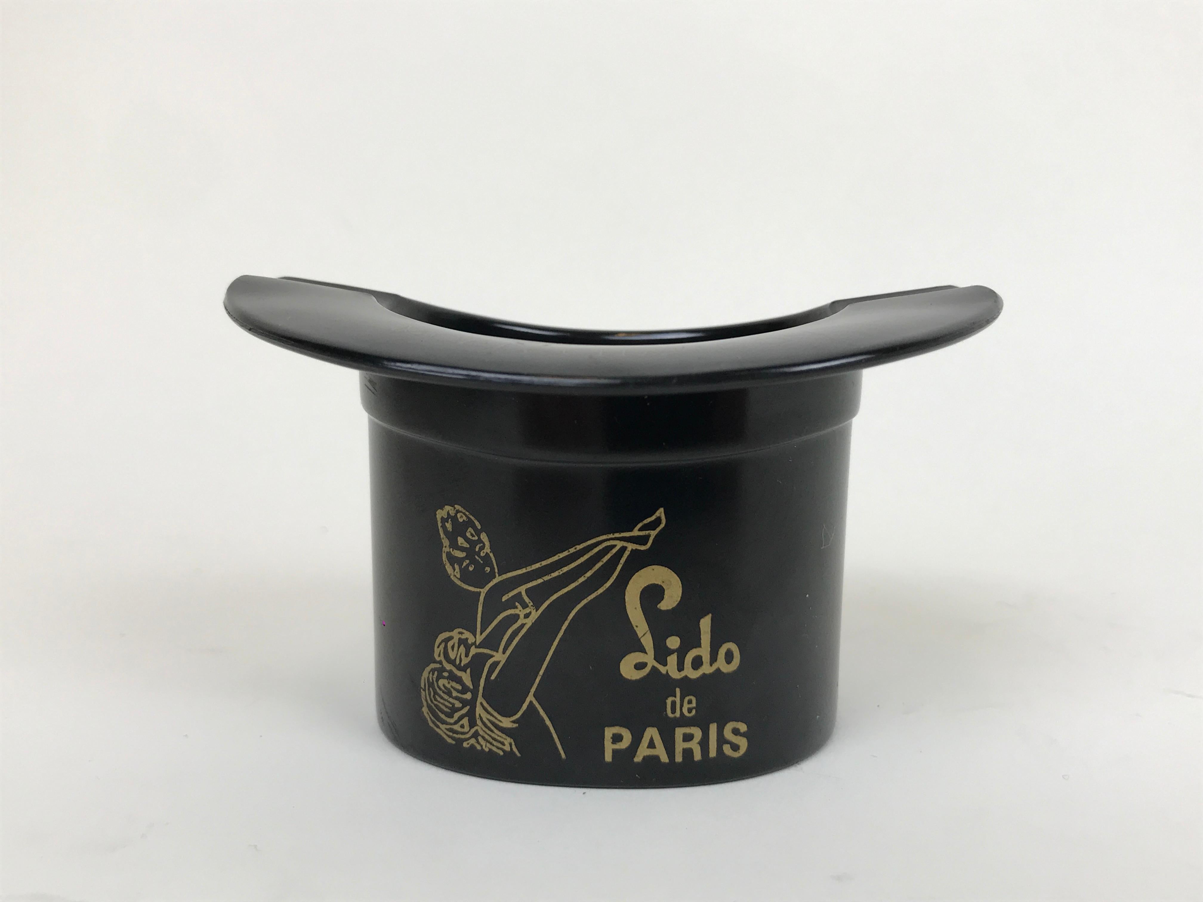 Mid-20th Century 1950s French Black Bakelite Tophat Lido Paris Moet & Chandon Advertising Ashtray For Sale