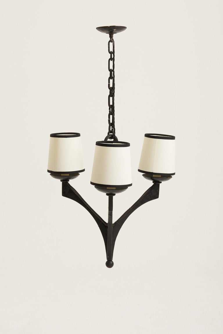 1950s French Black Iron Ceiling Light at 1stDibs