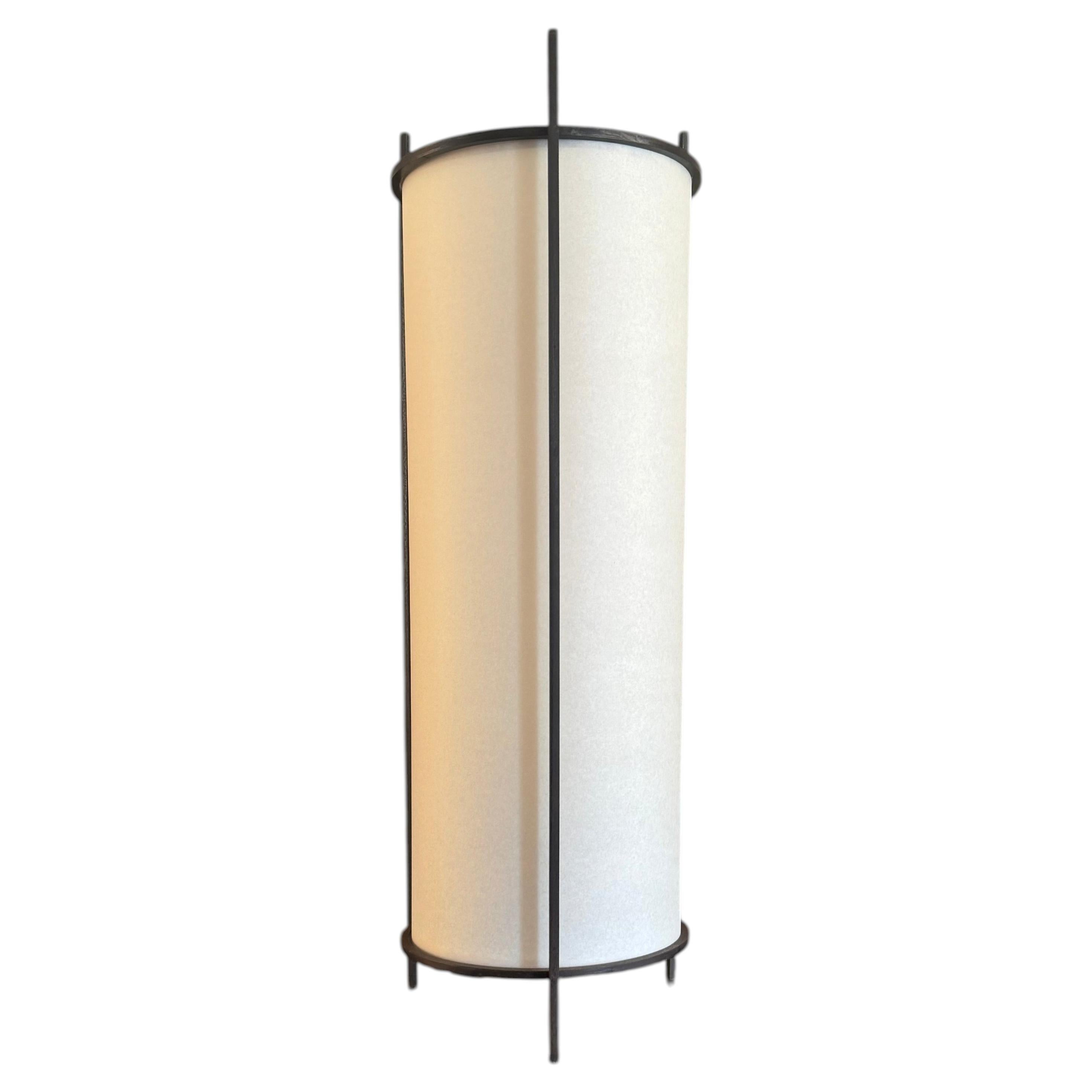 1950’s French black metal and parchment table lamp For Sale