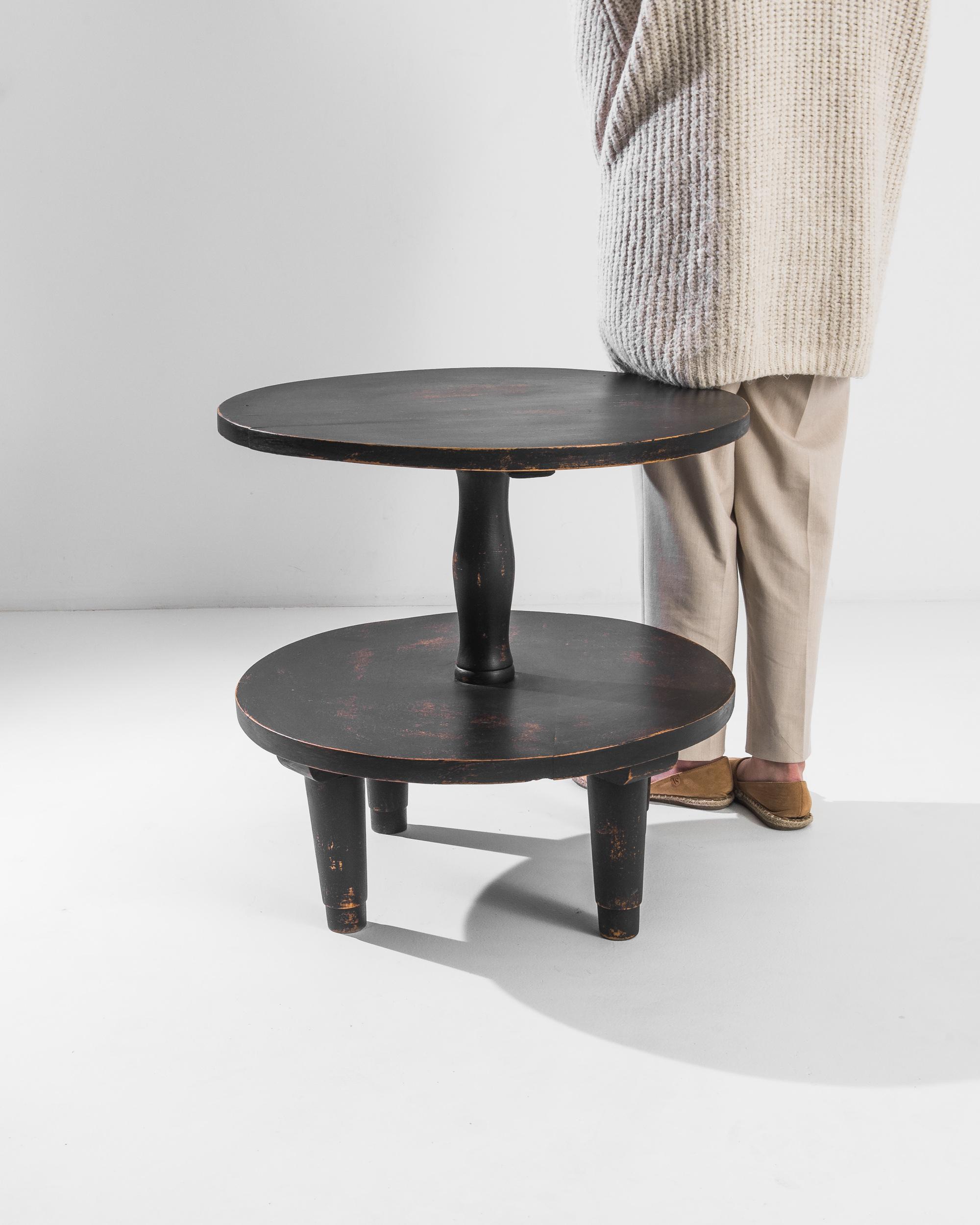 Mid-Century Modern 1950s French Black Patinated Two-Tier Table