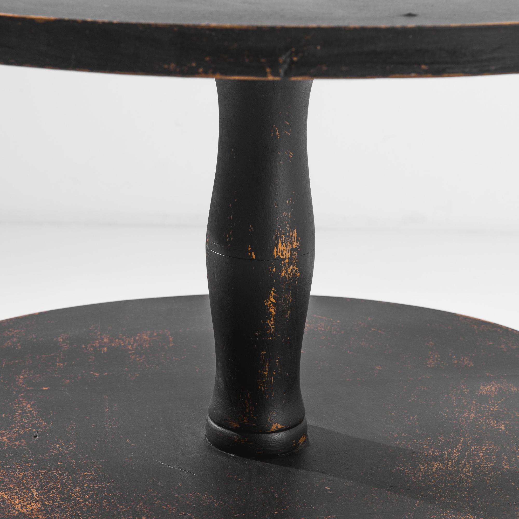 Wood 1950s French Black Patinated Two-Tier Table