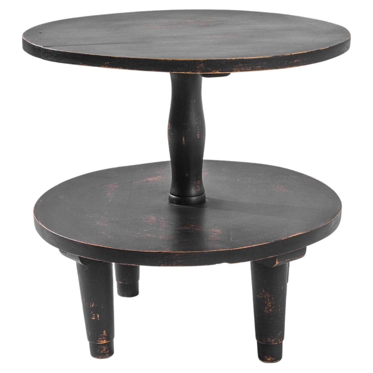 1950s French Black Patinated Two-Tier Table