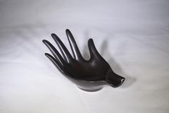 1950er Jahre Französisch Schwarz Keramik Hand geformt Zigarre Aschenbecher
