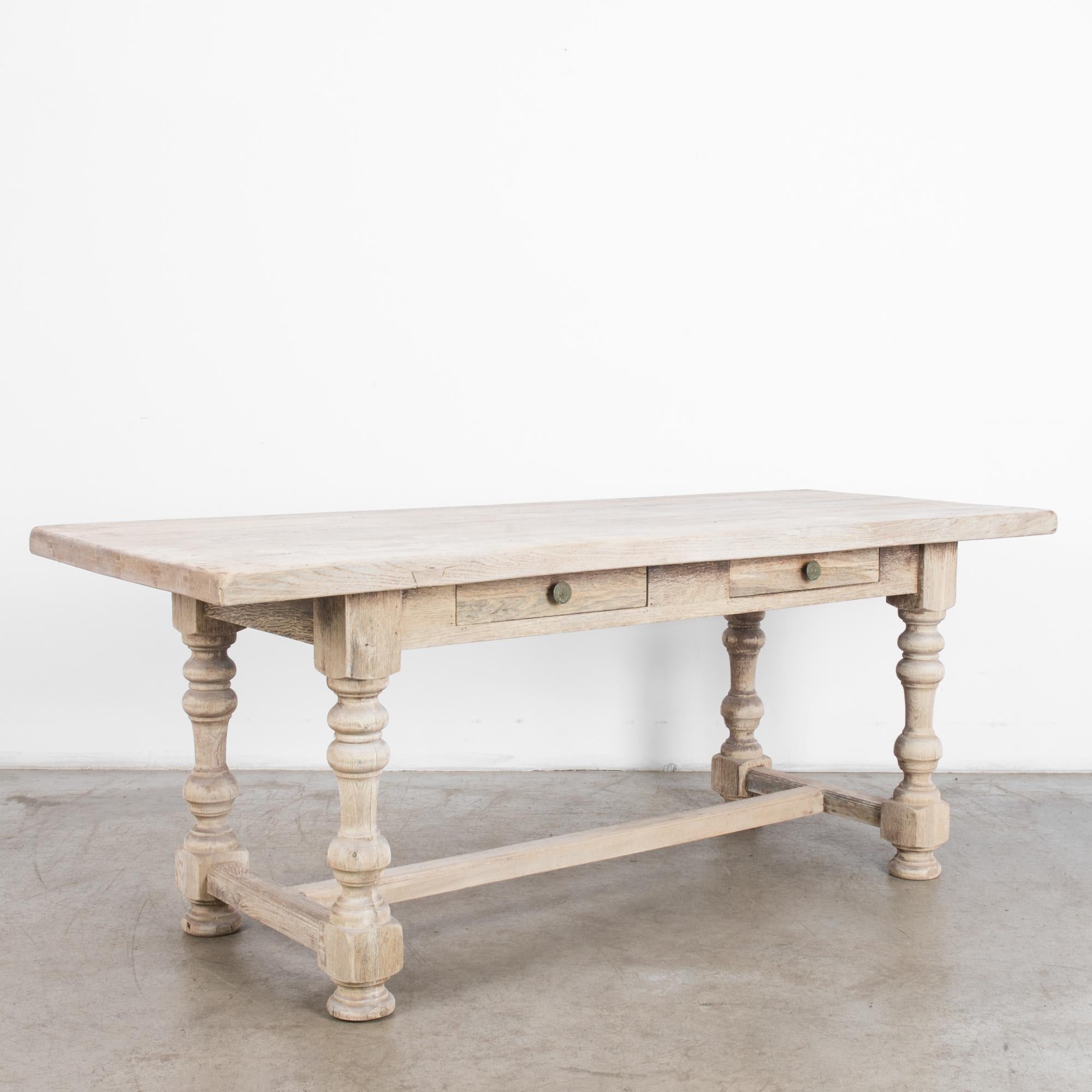French Provincial 1950s French Bleached Oak Dining Table