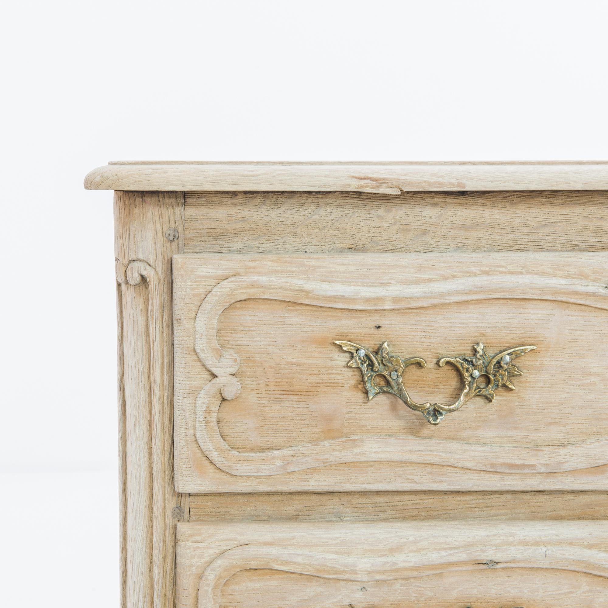 Mid-20th Century 1950s French Bleached Oak Drawer Chest