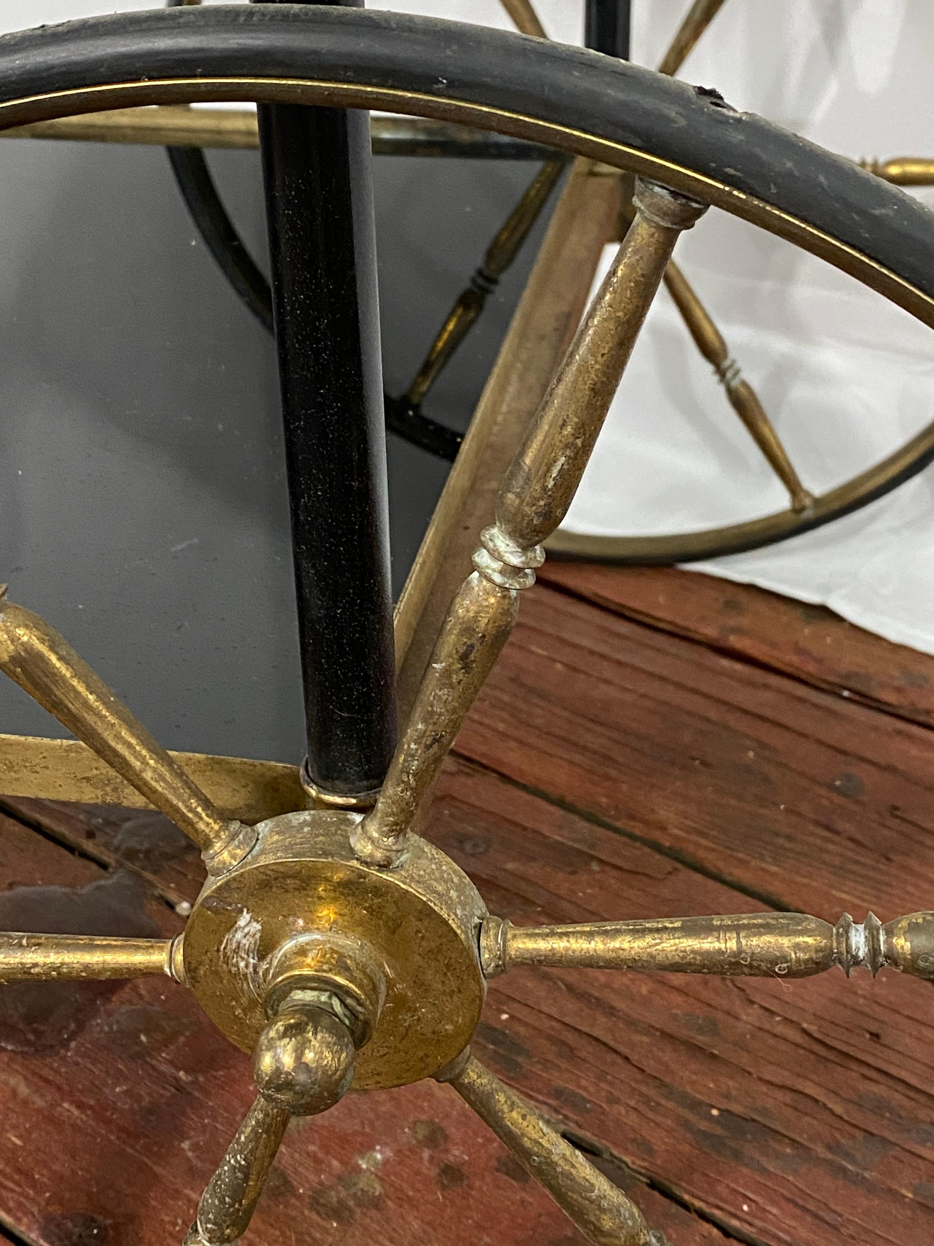1950s French Brass and Black Vitrolite Glass Bar Cart For Sale 10