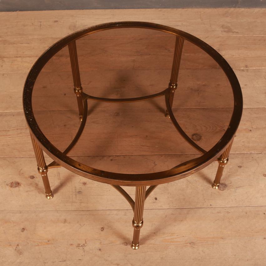 1950s French Brass and Glass Table In Good Condition In Leamington Spa, Warwickshire