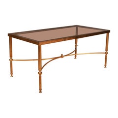 1950s French Brass and Glass Table