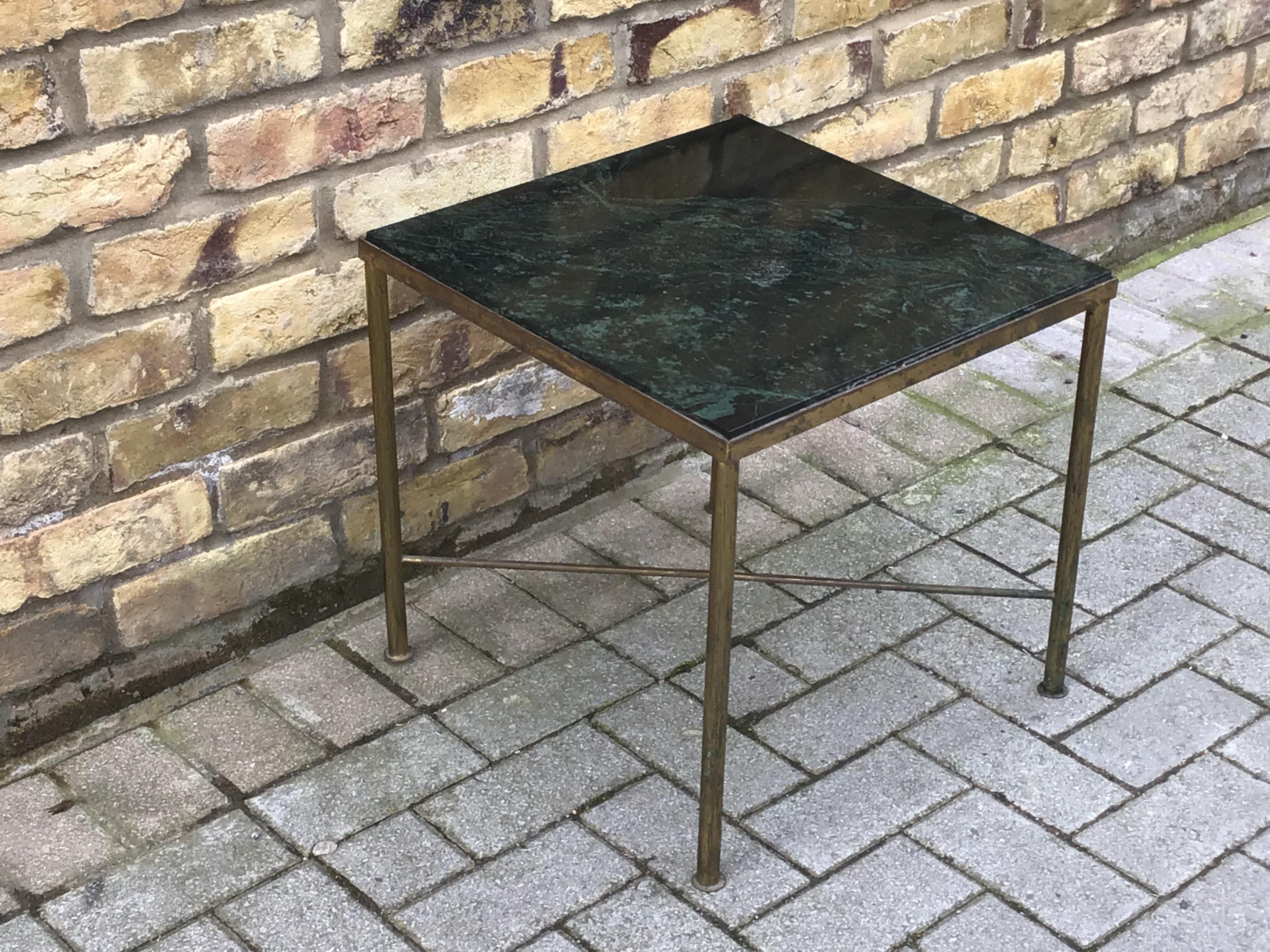 1950 French Brass and Marble Side Tables Green Black In Good Condition In London, Lambeth