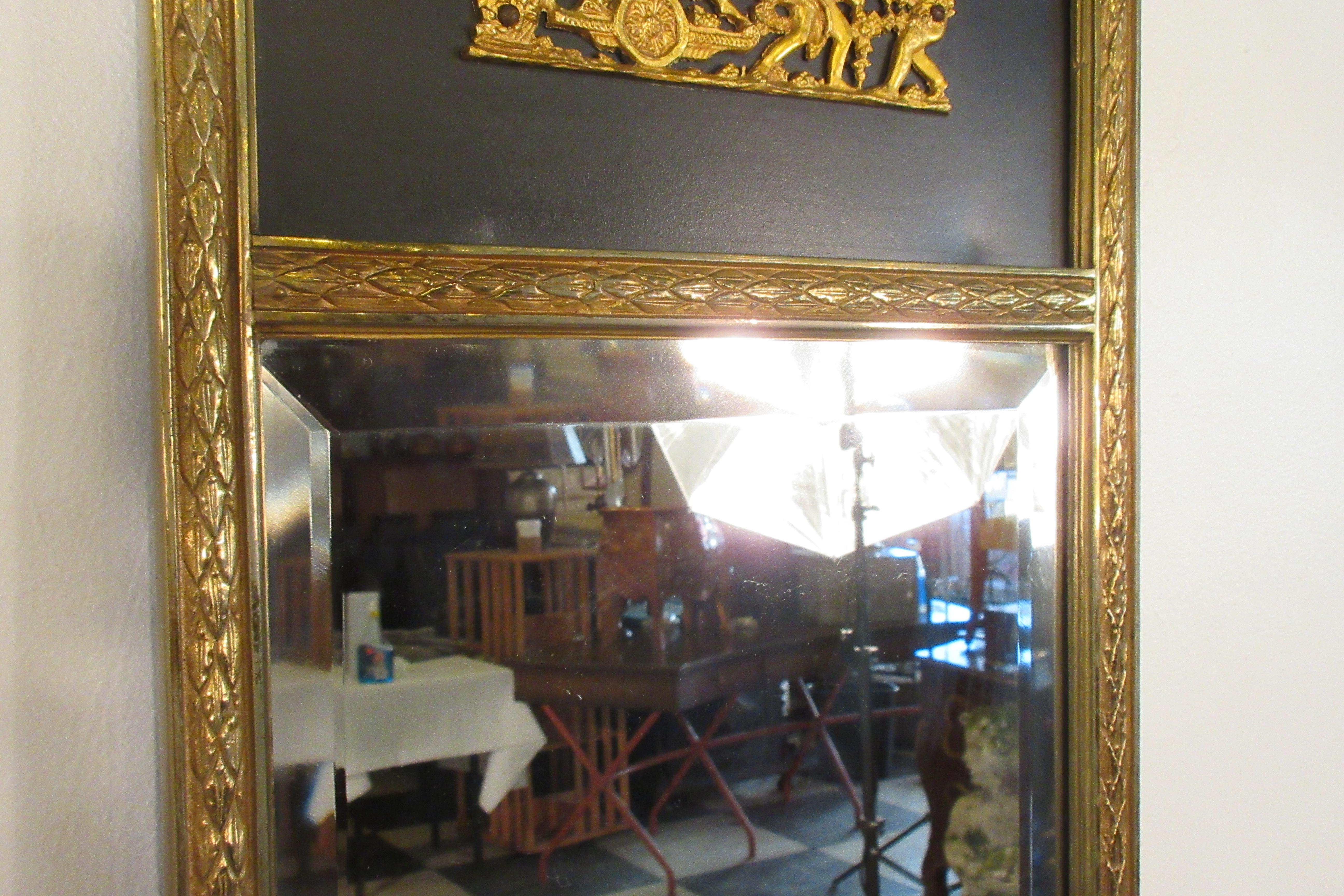 1950s French Brass Classical Small Trumeau Mirror 2