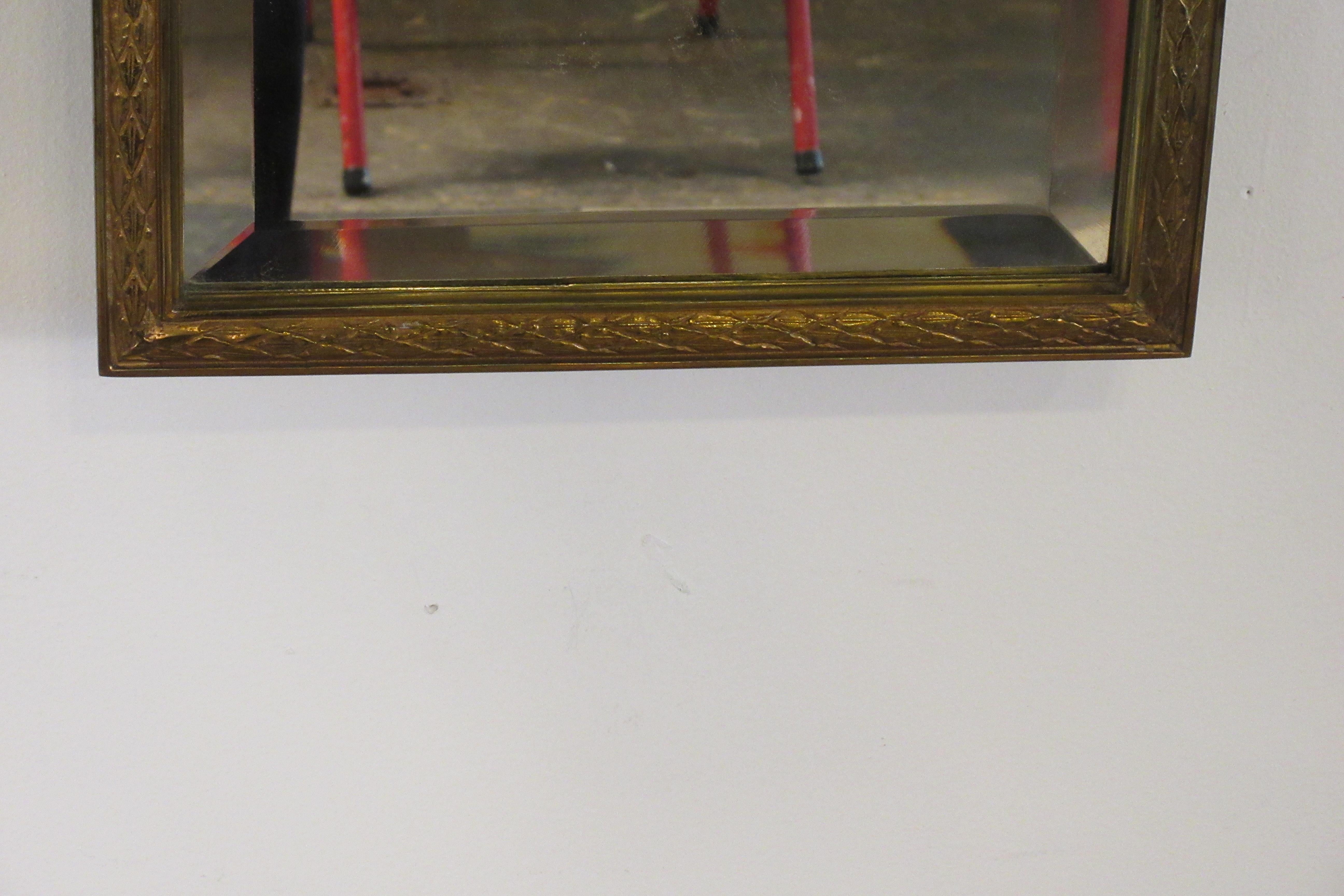 1950s French Brass Classical Small Trumeau Mirror 3