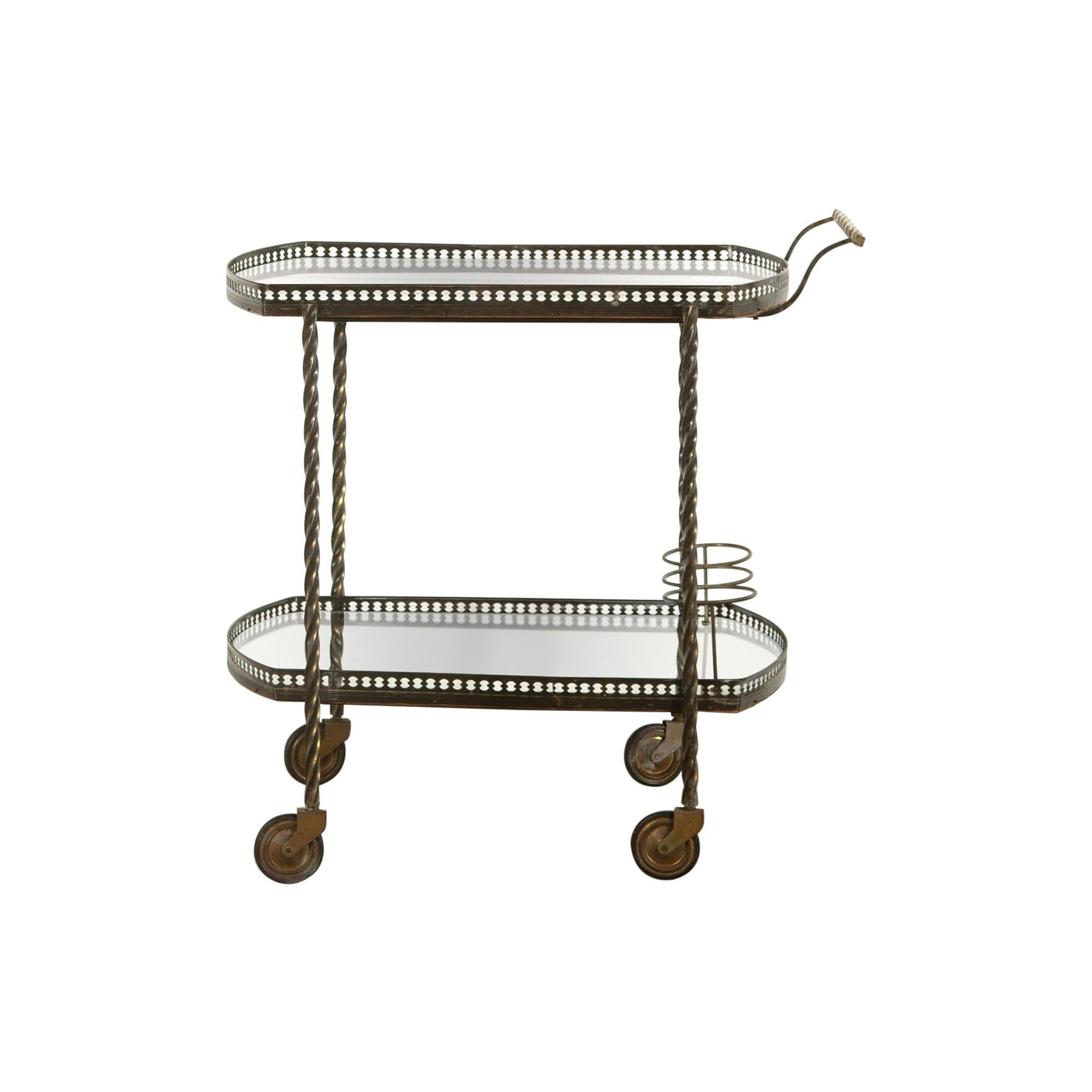 1950s French Brass Cocktail Trolley