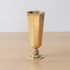 1950s French Brass Faceted Vase