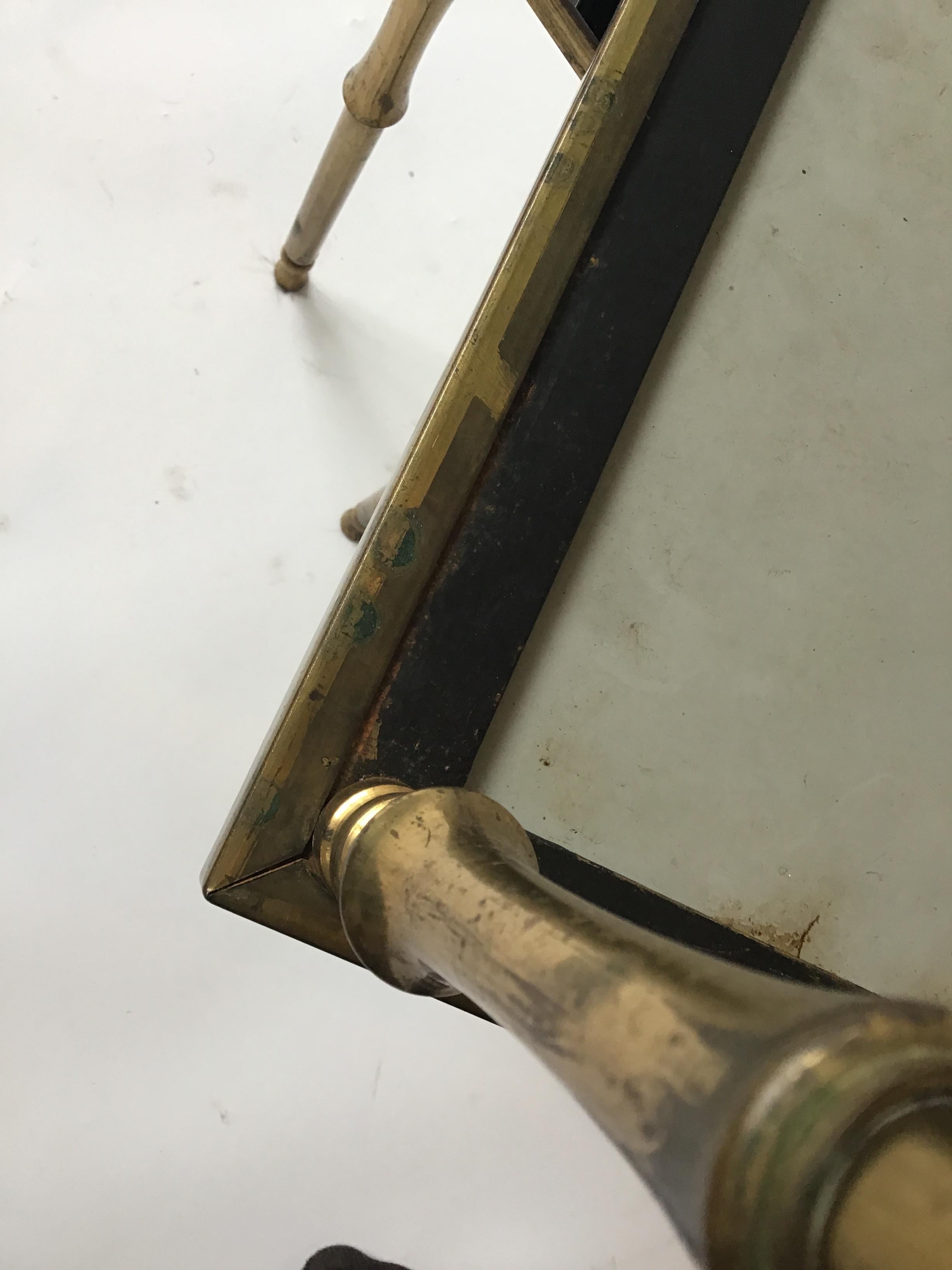 1950s French Faux Bamboo Brass And Black Glass Nesting Tables 10