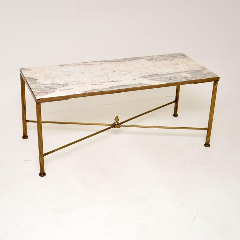 1950's French Brass and Marble Coffee Table at 1stDibs