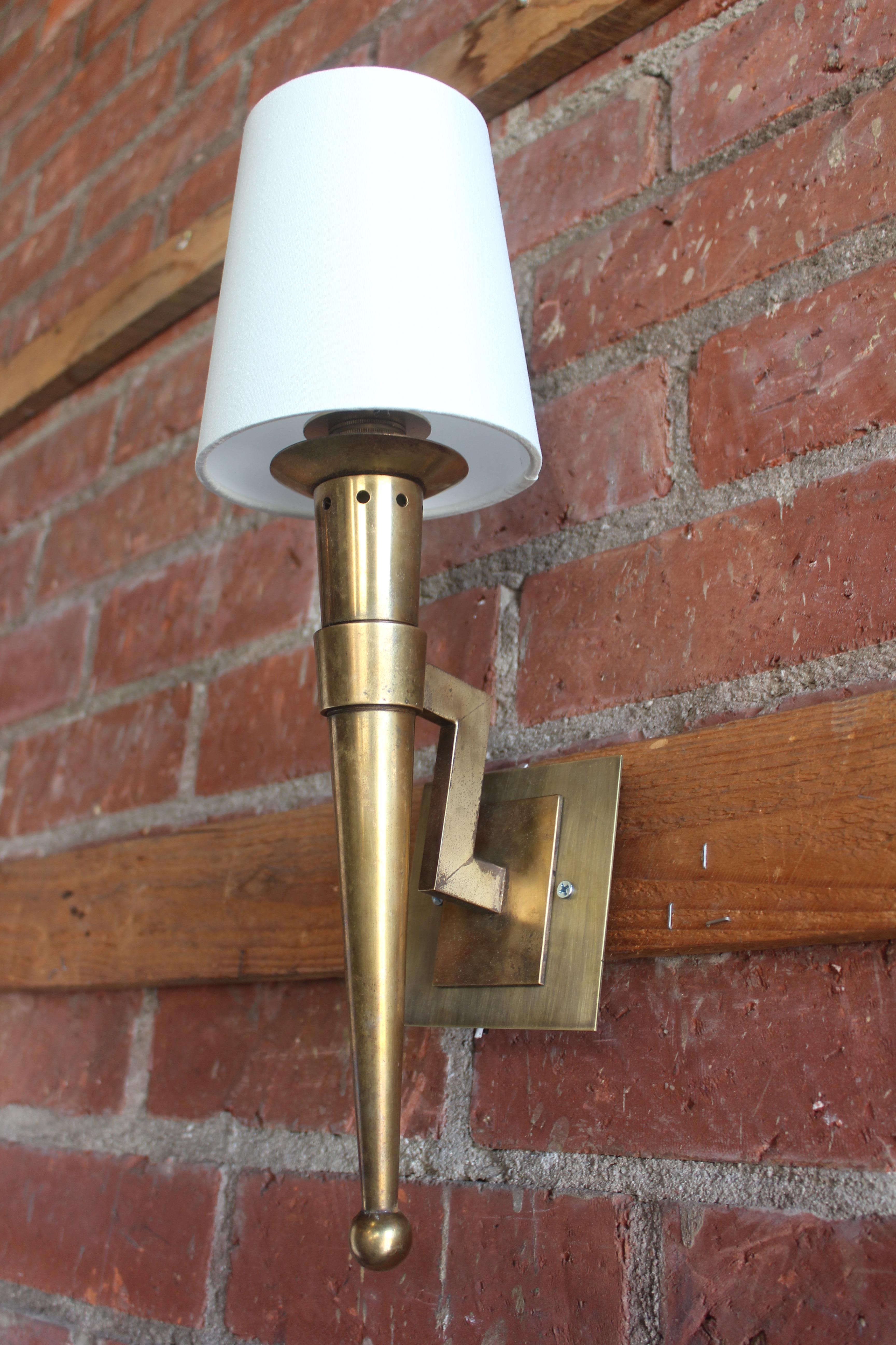 1950s French Brass Mid Century Wall Sconce by Jean Perzel For Sale 8