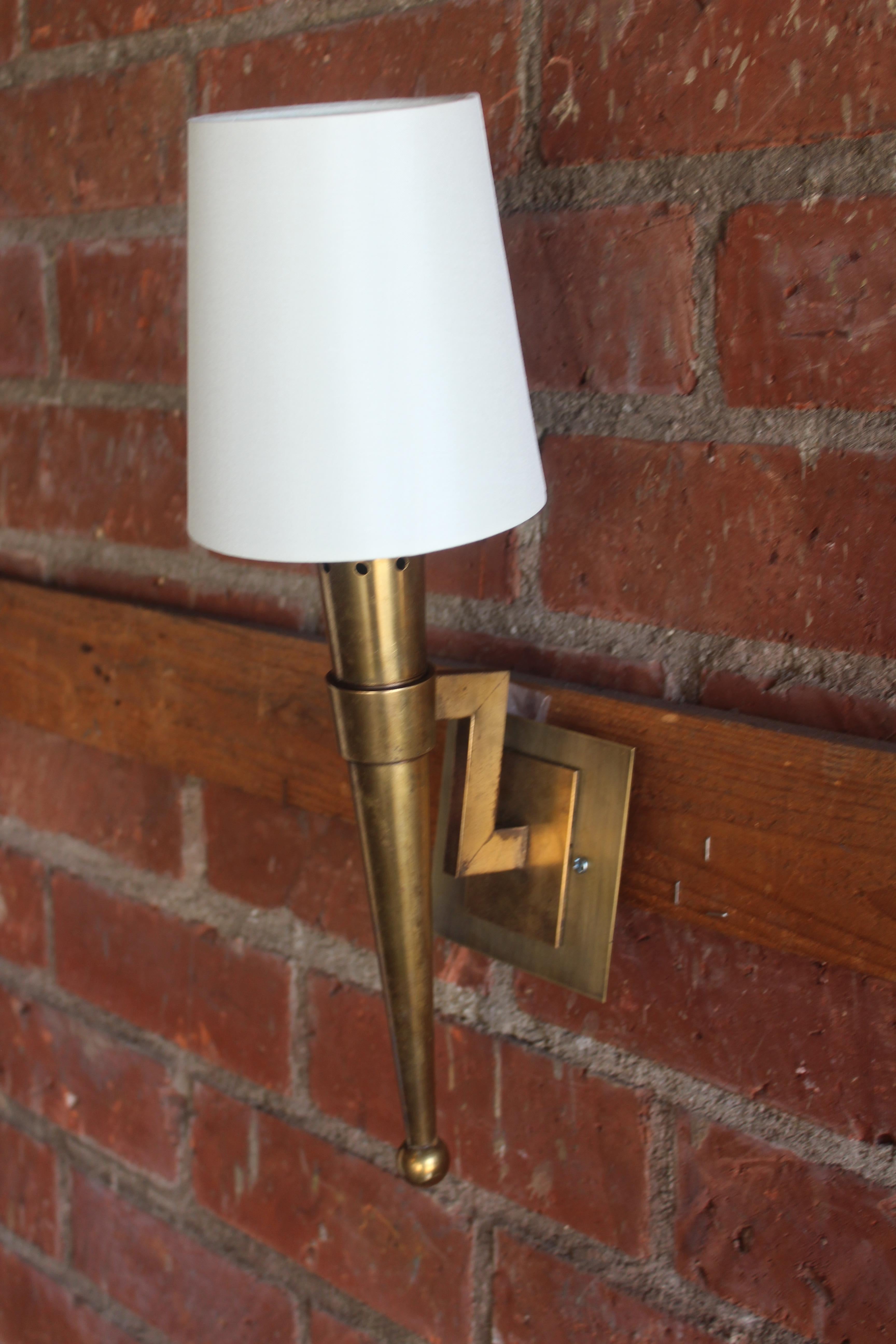 Mid-20th Century 1950s French Brass Mid Century Wall Sconce by Jean Perzel For Sale
