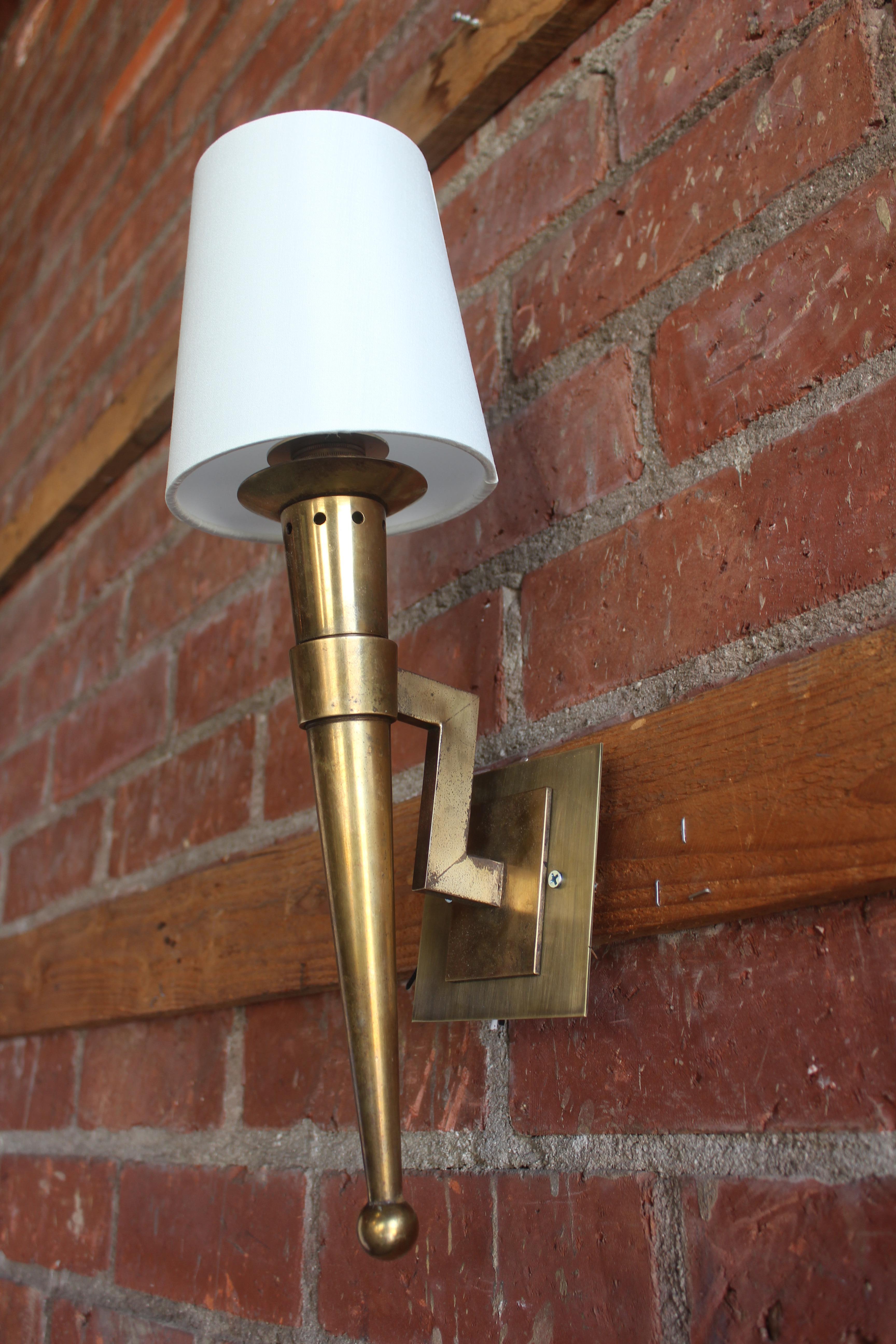 1950s French Brass Mid Century Wall Sconce by Jean Perzel For Sale 3