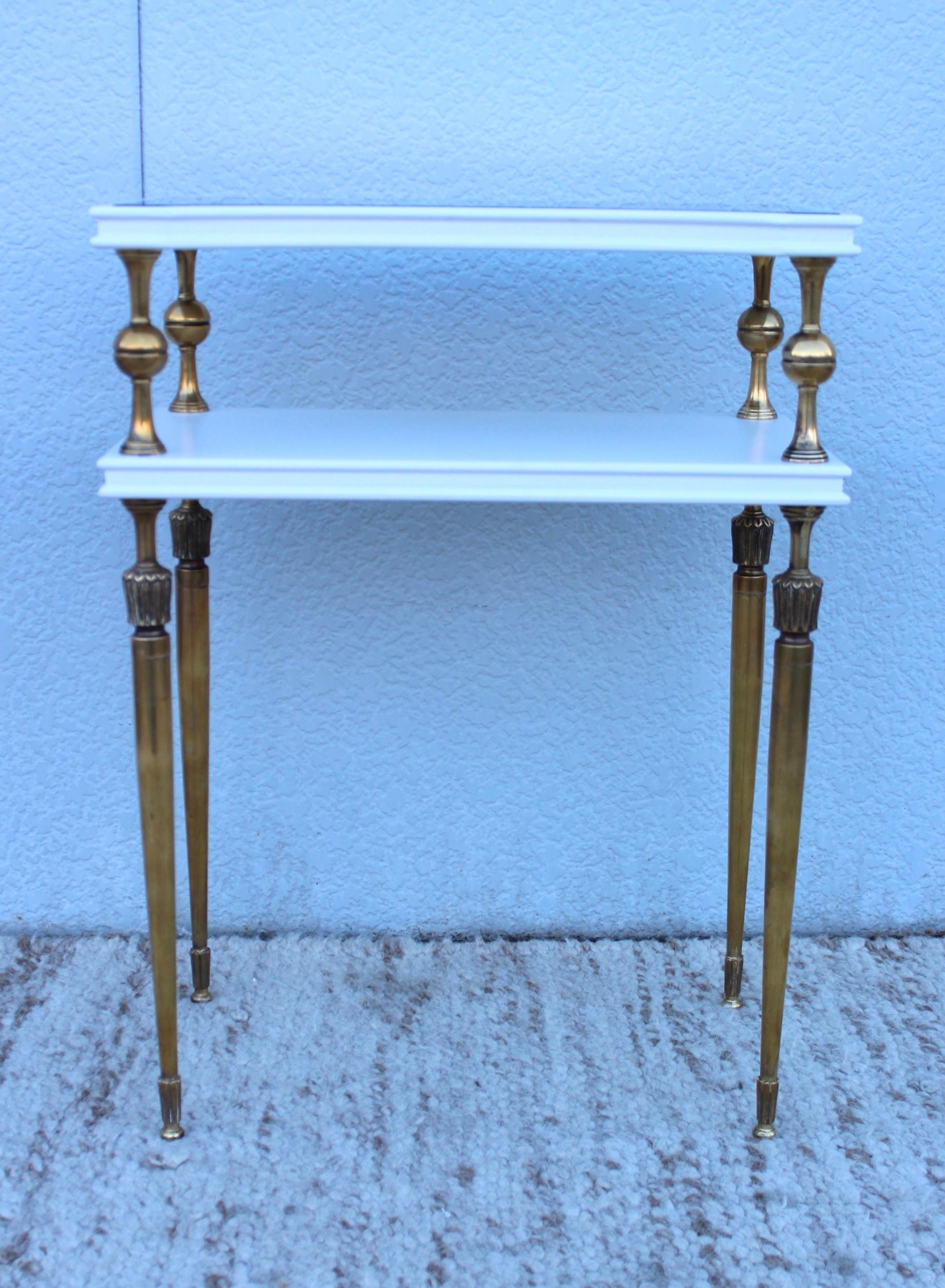 Mid-20th Century 1950s French Brass Two-Tier End Tables