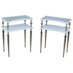 1950s French Brass Two-Tier End Tables