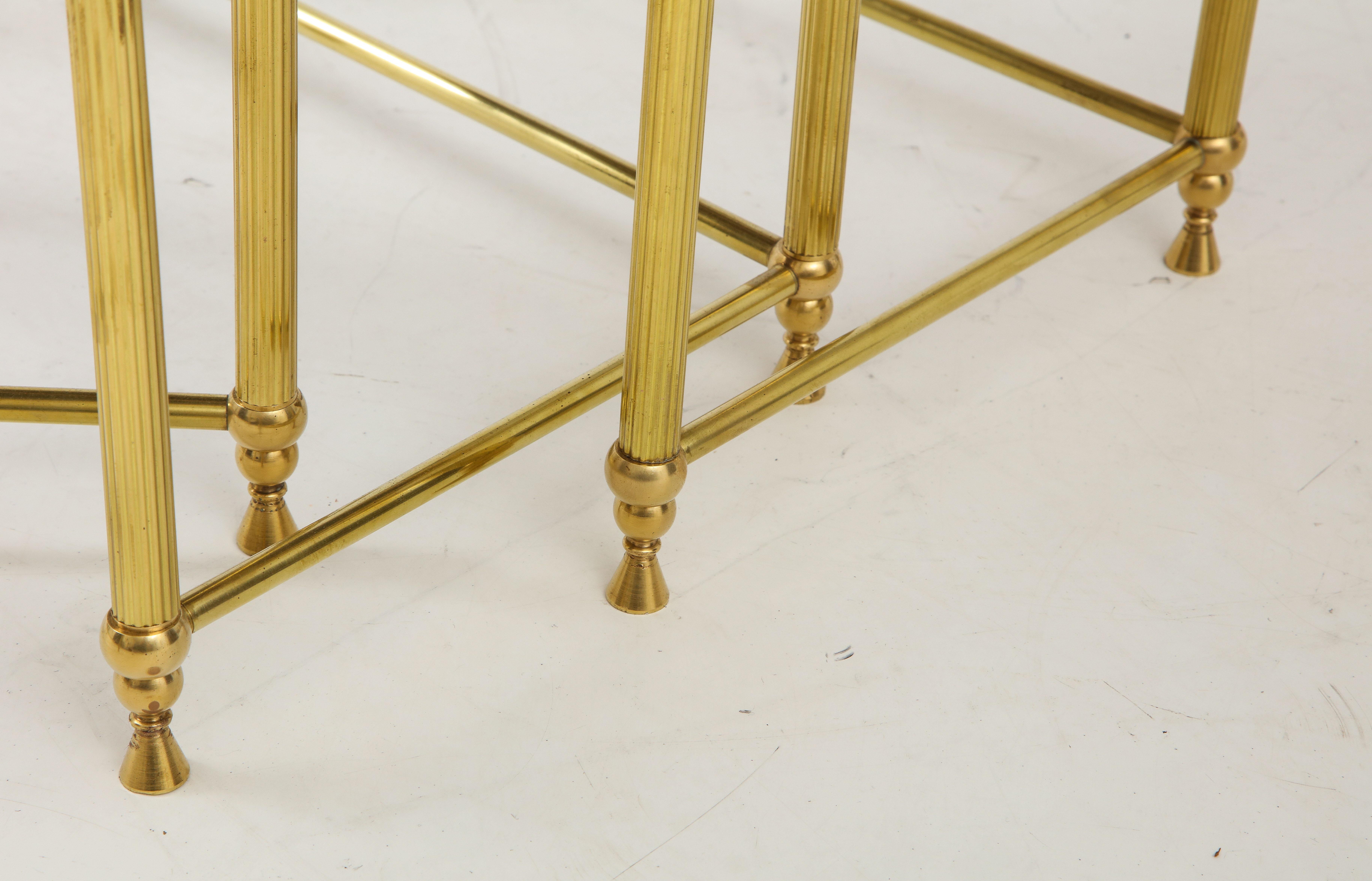 Hollywood Regency 1950s French Bronze and Brass Nesting Tables For Sale