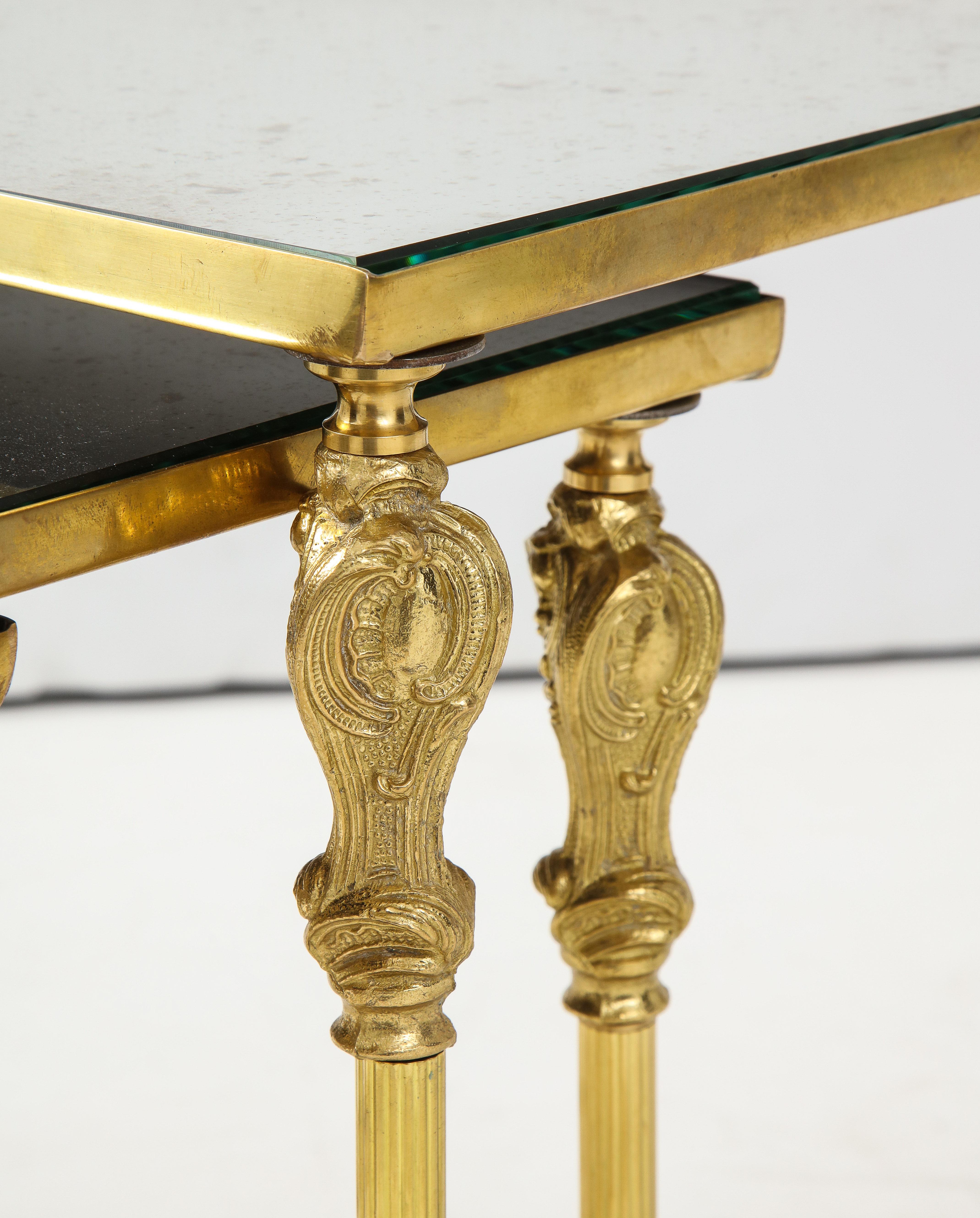 1950s French Bronze and Brass Nesting Tables In Good Condition For Sale In New York, NY