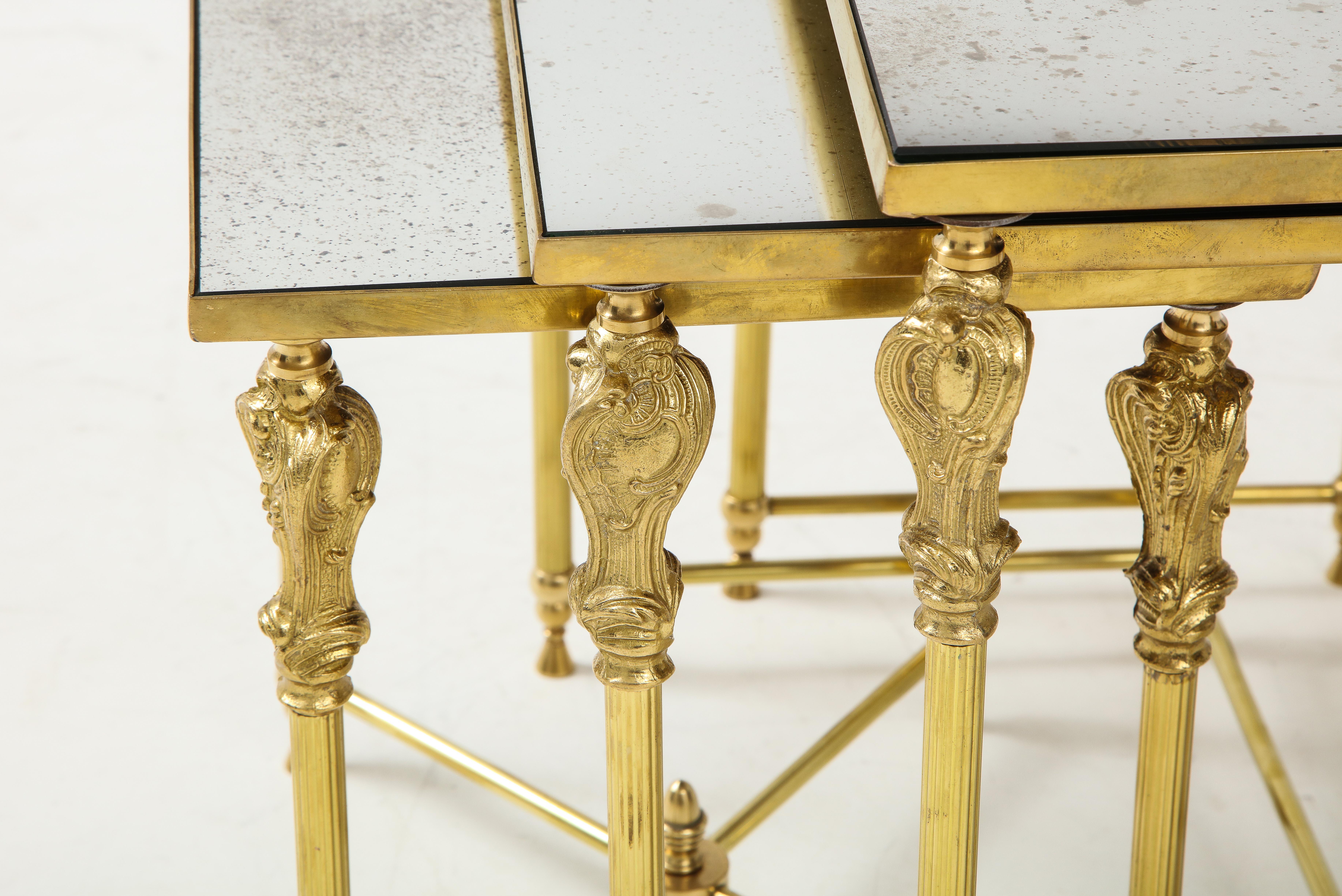 20th Century 1950s French Bronze and Brass Nesting Tables For Sale