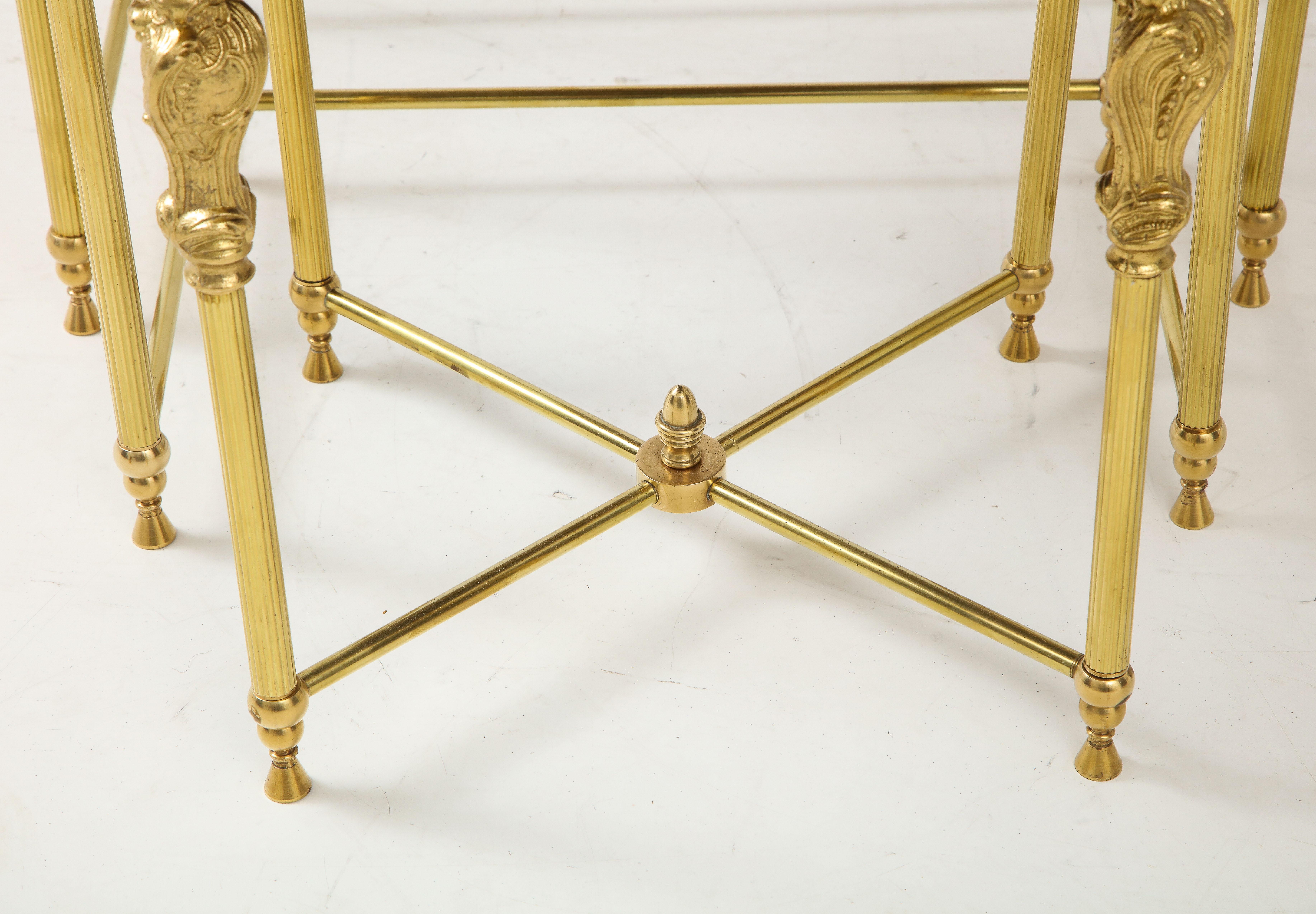1950s French Bronze and Brass Nesting Tables For Sale 2