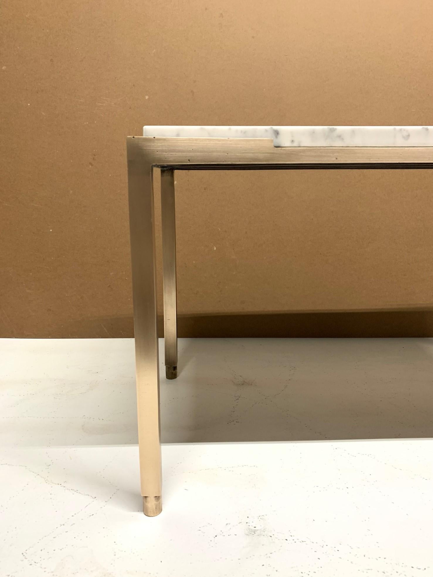 1950s French Bronze and Carrara Marble-Top Side Table In Good Condition For Sale In New York, NY